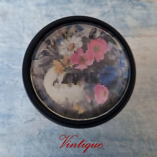Lovely Flowers Vintage Black furniture drawer and cabinet Knob-38mm dia-Vintique Concepts