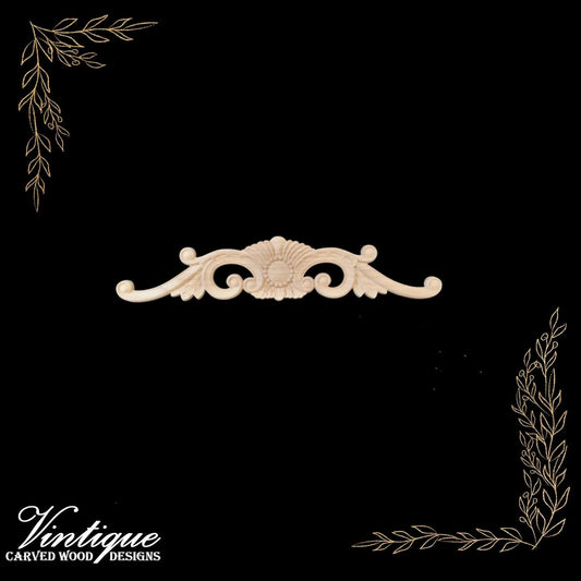 Majestic Ring Centre carved wood Applique 30cm x 6cm-Vintique Concepts