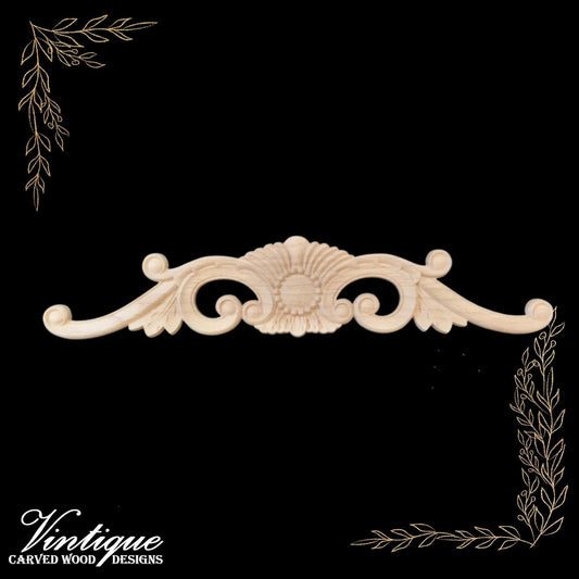 Majestic Ring Centre carved wood Applique 40cm x 8cm-Vintique Concepts