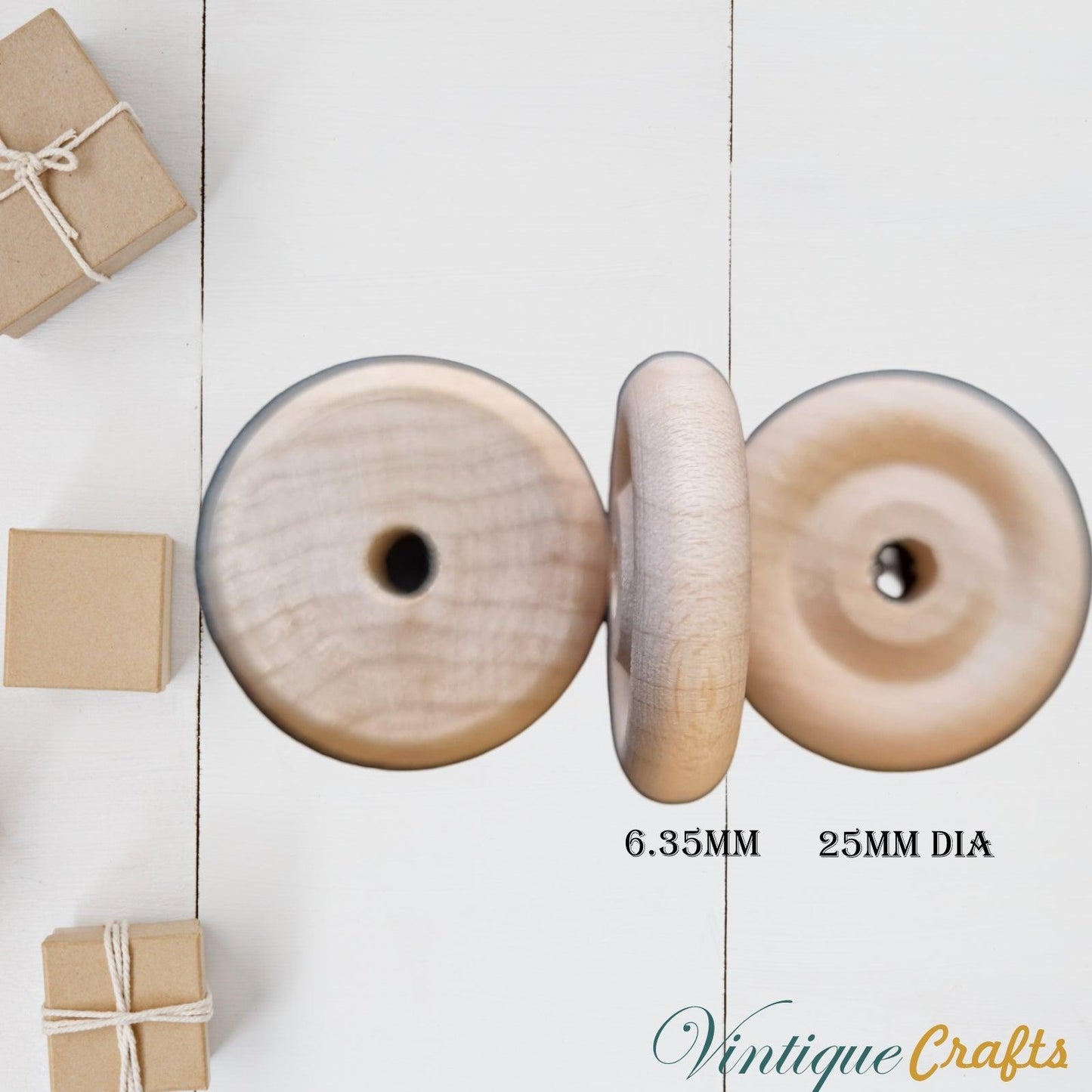 Maple Classic wood wheel 25mm (6.35mm axel) for toys-Vintique Concepts