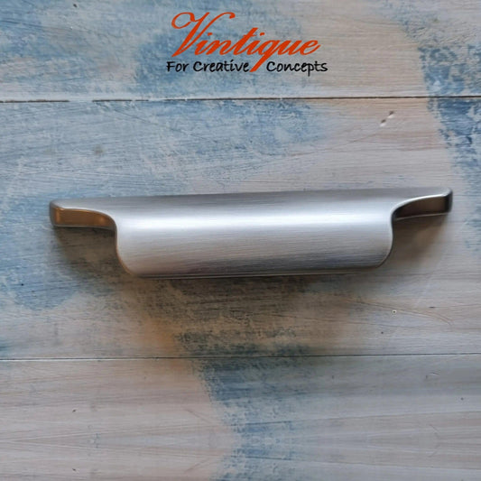 Modern heavy duty Lip Pull Cabinet Handle Satin Silver 140mm x 23mm-Vintique Concepts
