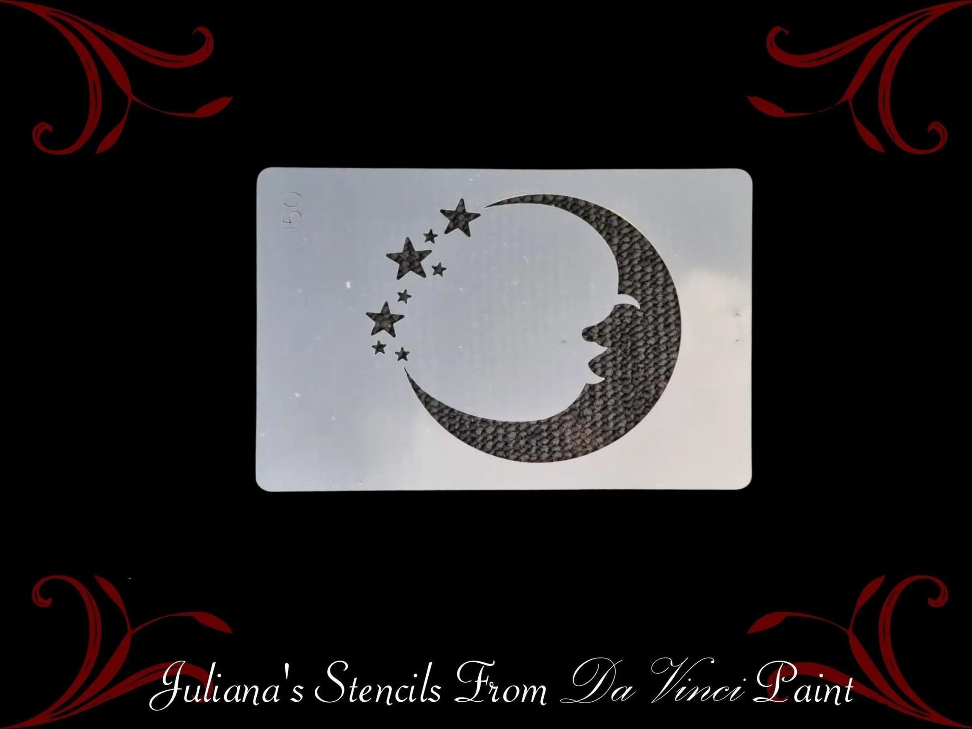 Moons and Stars Childrens Furniture Paint Stencil 120mm x 180mm-Vintique Concepts