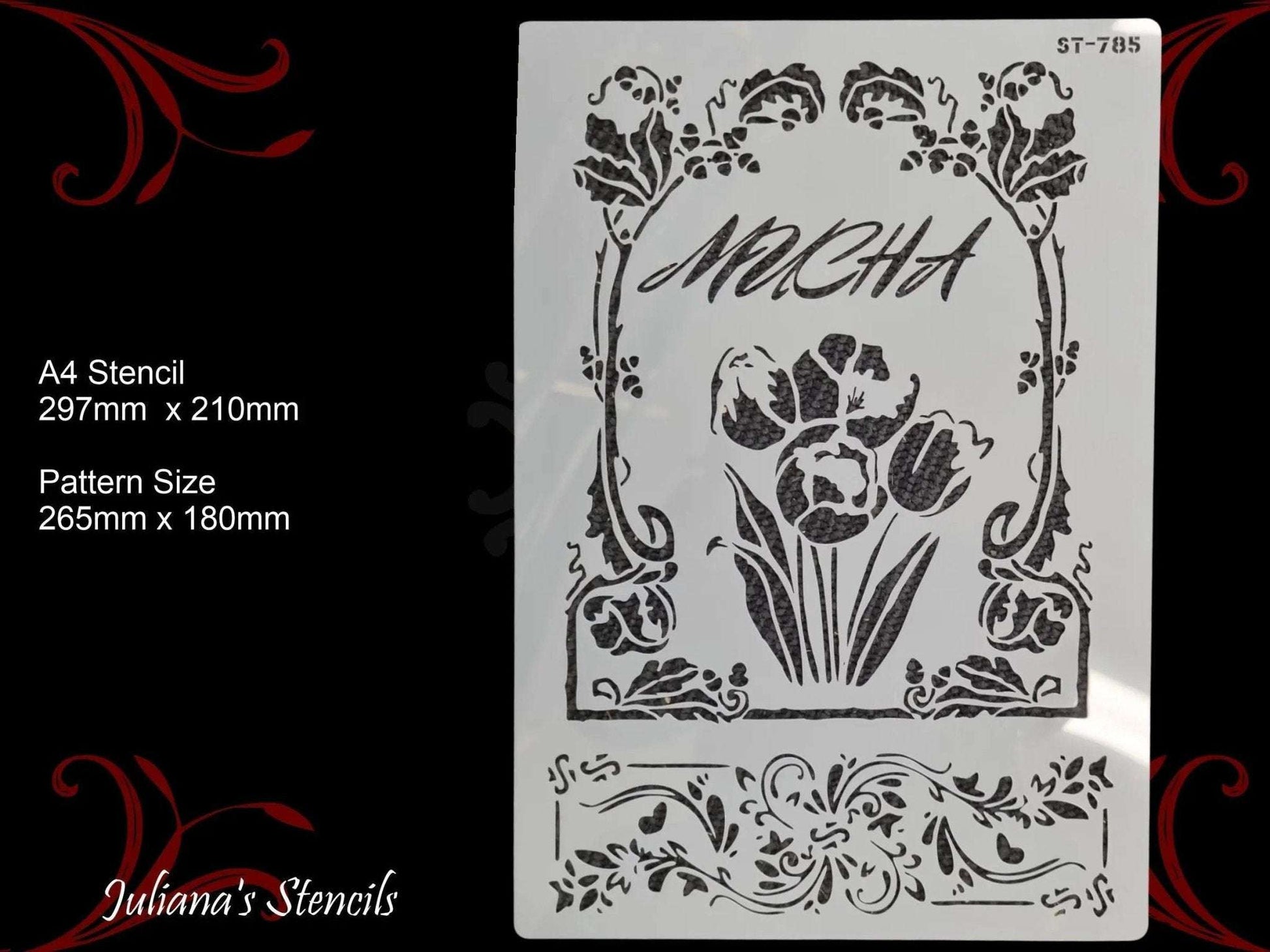 Mucha Tulip flower furniture and wall Paint Stencil-Vintique Concepts