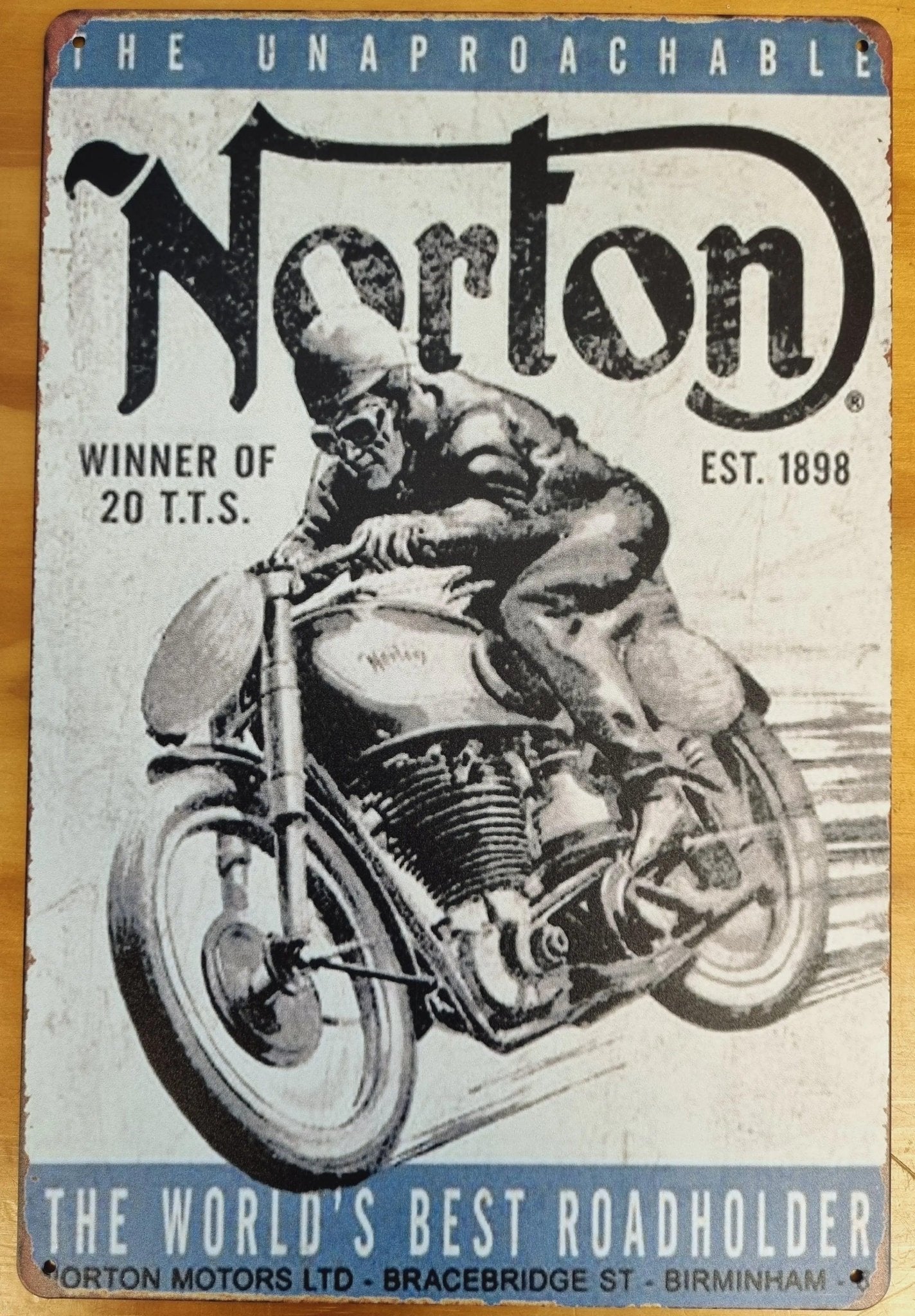 Norton Motorcycle the worlds best ....Tin Sign-great vintage artwork 30cm x 20cm *-Vintique Concepts
