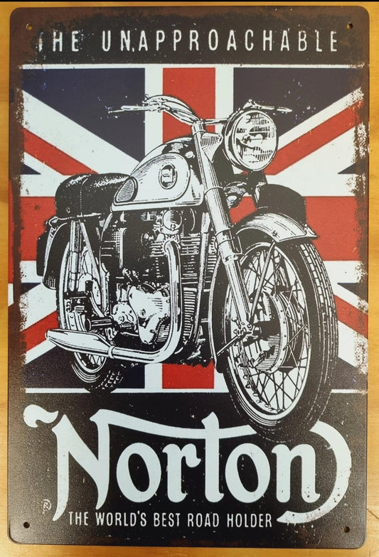 Norton Motorcycle union jack ....Tin Sign-great vintage artwork 30cm x 20cm *-Vintique Concepts