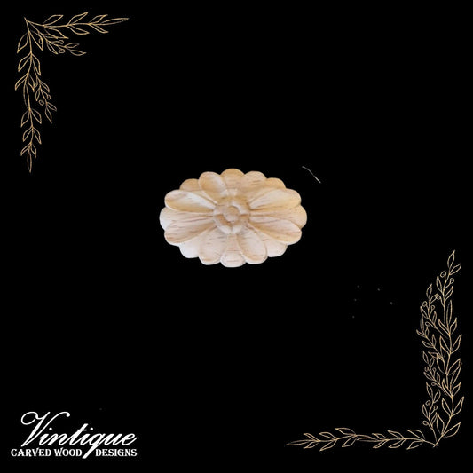 Oval Dainty Flower Furniture wood applique Onlay  3.5cm x 5cm-Vintique Concepts
