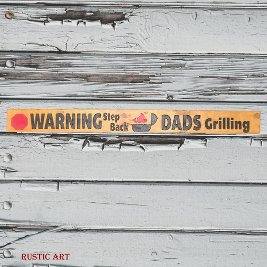 Pallet Wood Garden Sign WARNING-DADS GRILLING  87cm x 10cm-Vintique Concepts