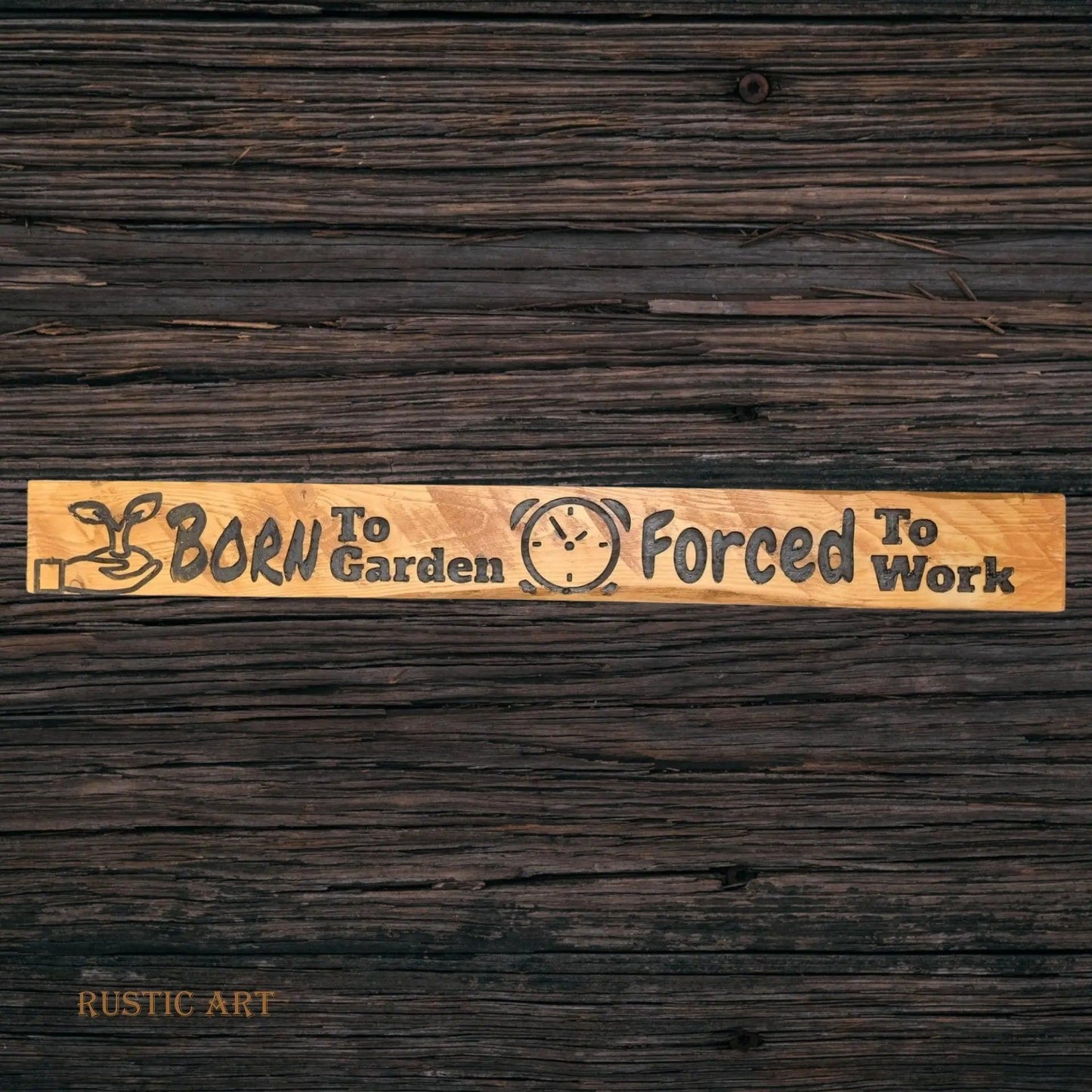 Pallet Wood outdoor Sign BORN TO GARDEN 87cm x 10cm-Vintique Concepts