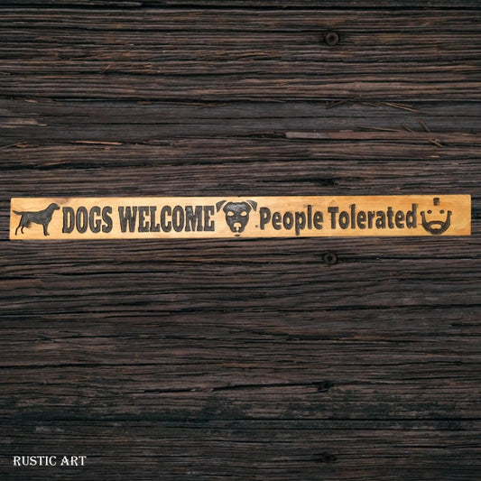 Pallet Wood outdoor Sign dogs welcome 87cm x 10cm-Vintique Concepts