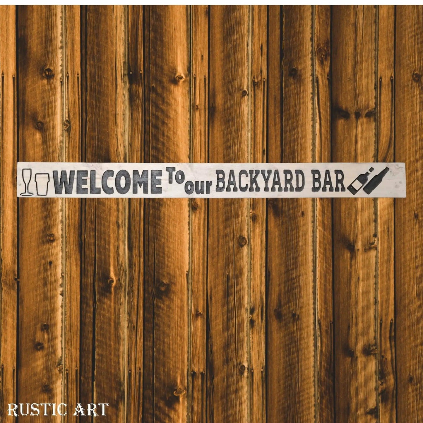 Pallet Wood Sign BACKYARD BAR  87cm x 10cm-Vintique Concepts