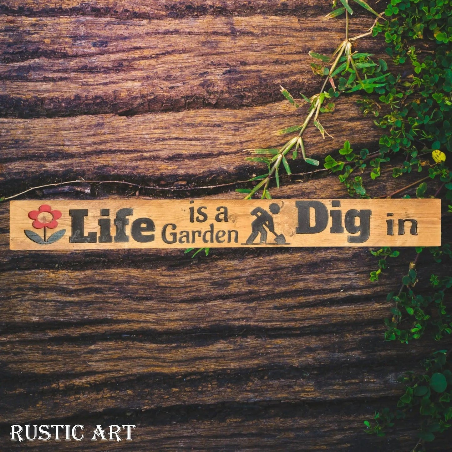 Pallet Wood Sign LIFE IS A GARDEN  87cm x 10cm-Vintique Concepts