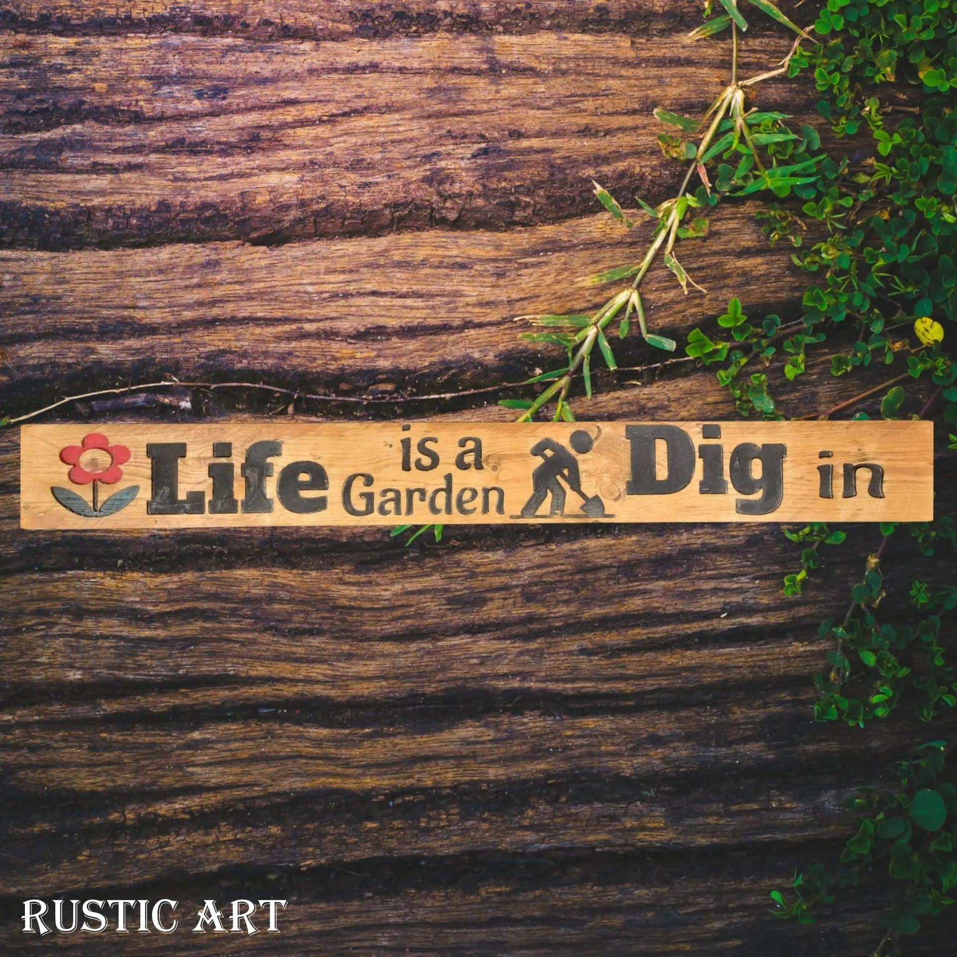 Pallet Wood Sign LIFE IS A GARDEN  87cm x 10cm-Vintique Concepts