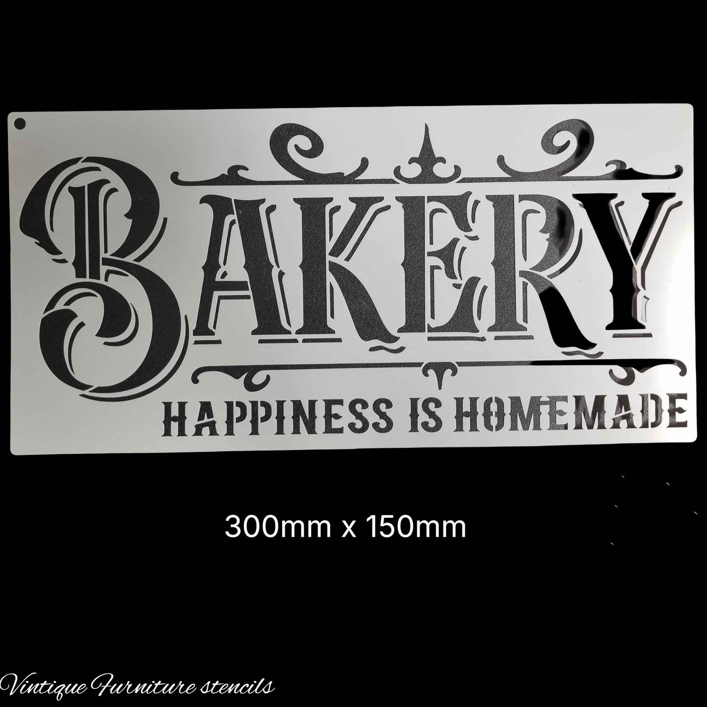 Country themed furniture paint stencil-BAKERY 300mm x 150mm