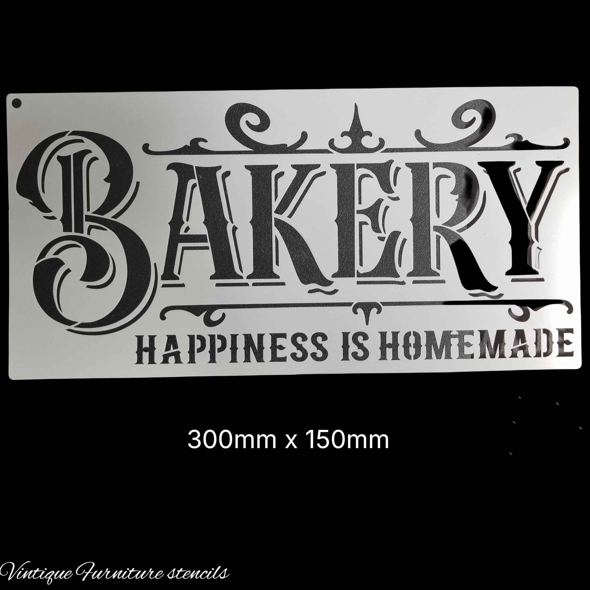 Country themed furniture paint stencil-BAKERY 300mm x 150mm
