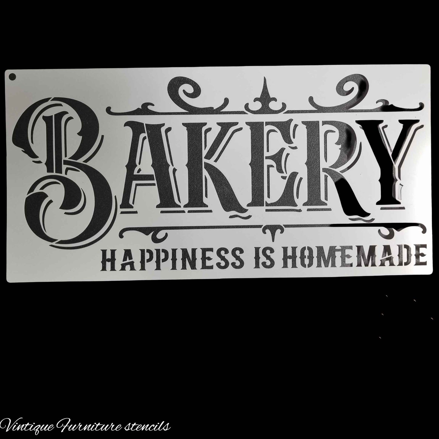 Country themed furniture paint stencil-BAKERY 300mm x 150mm