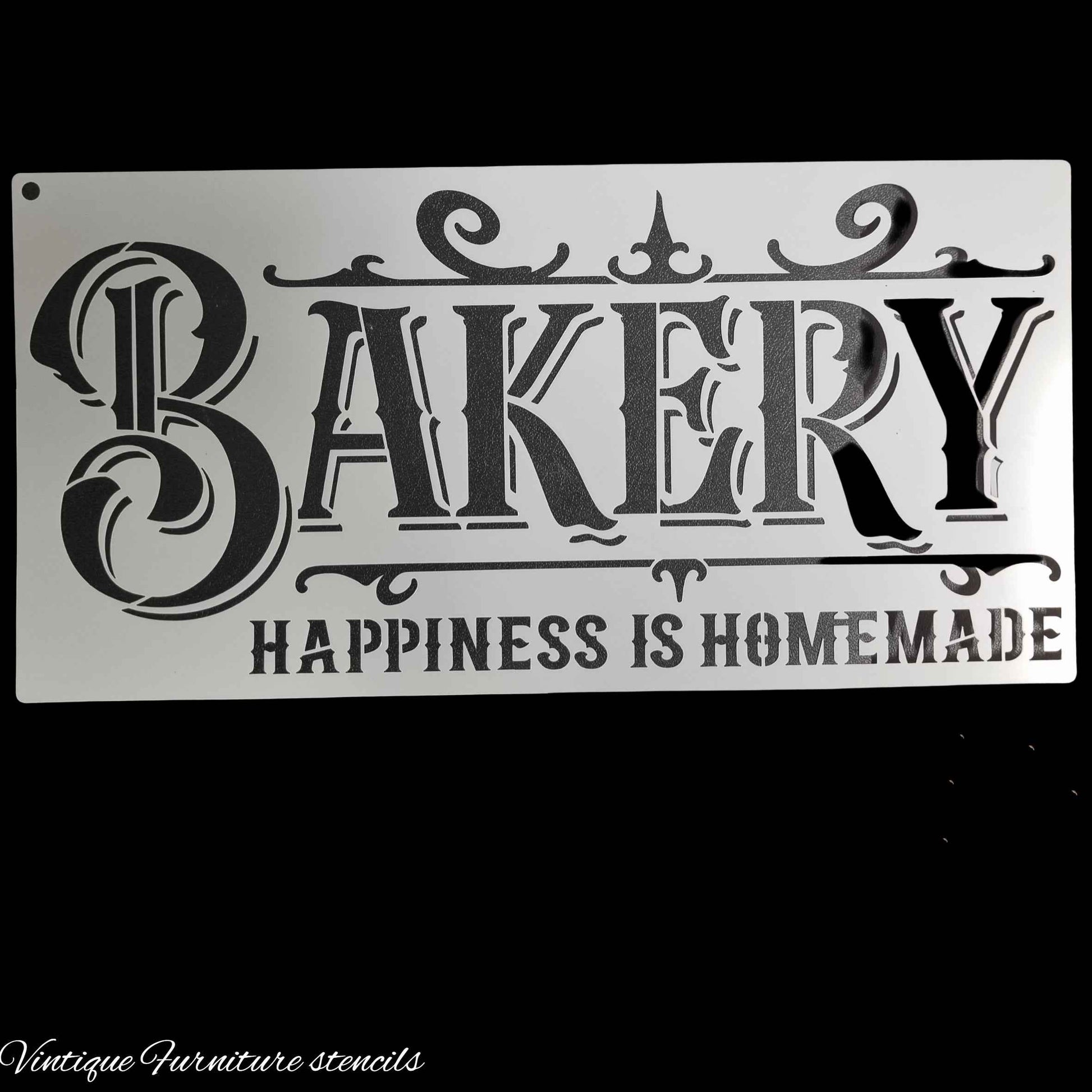 Country themed furniture paint stencil-BAKERY 300mm x 150mm