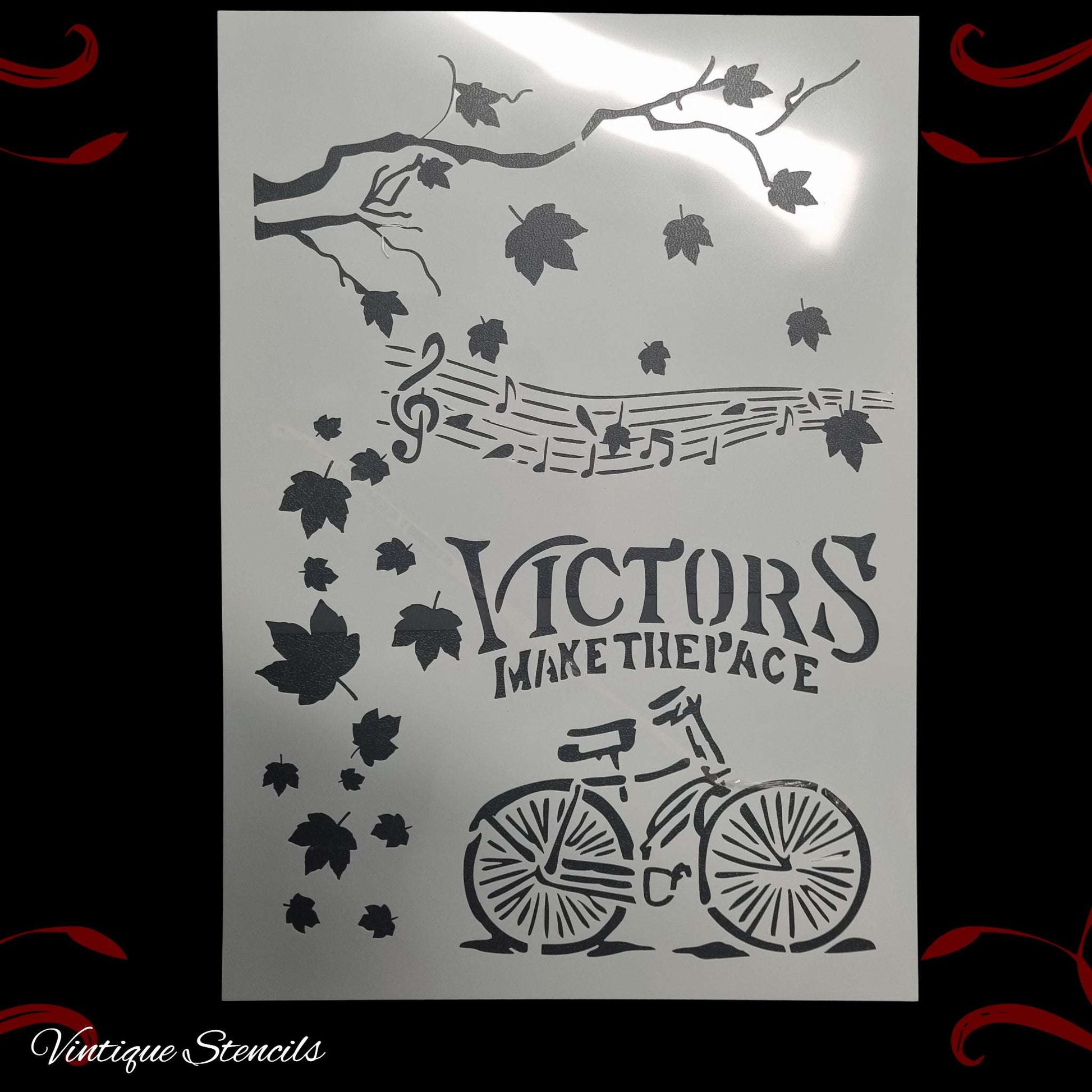 Victors Bicycle & music stencil A4