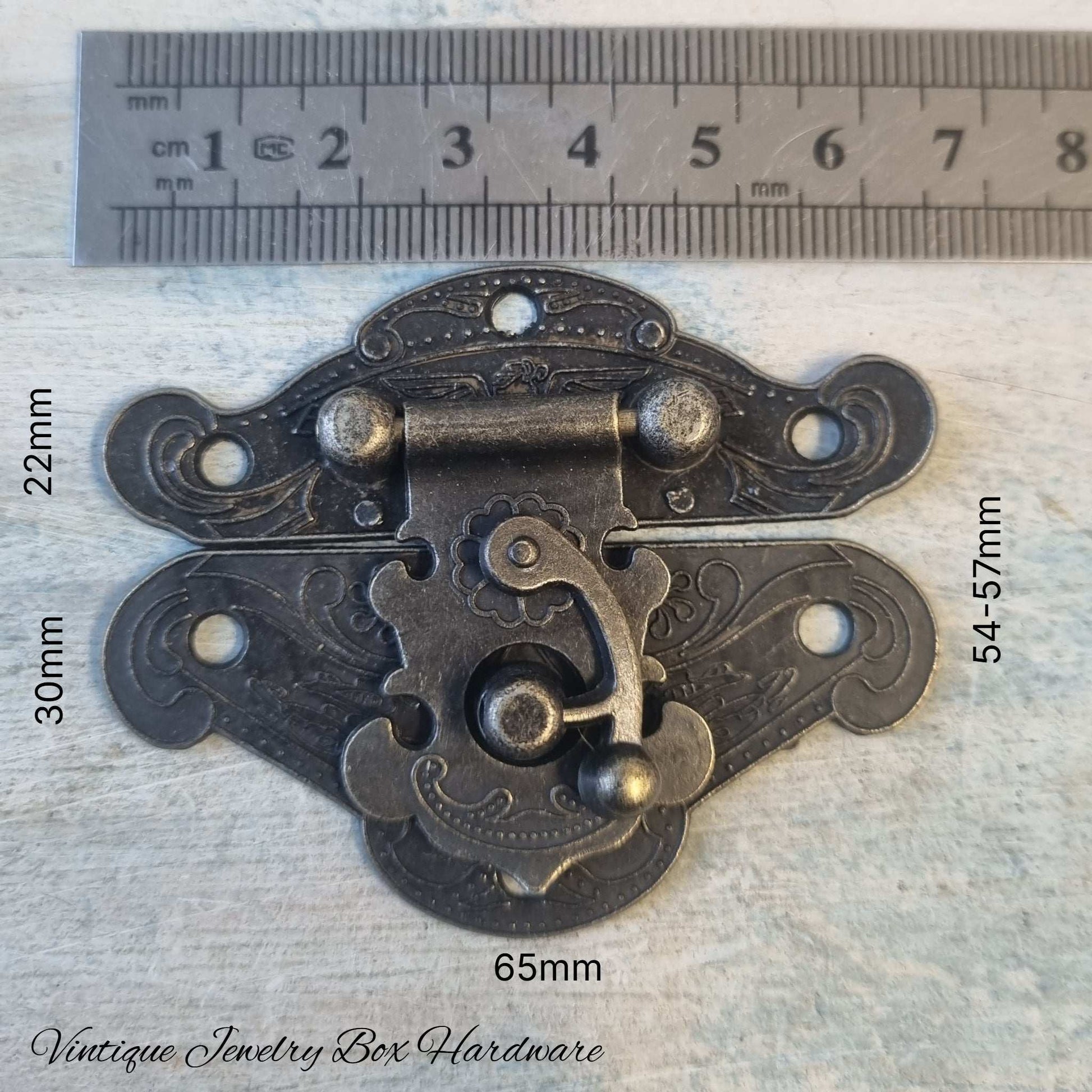 Catherines Vintage jewelry Box Latch /double Lock XL 65 x 57mm