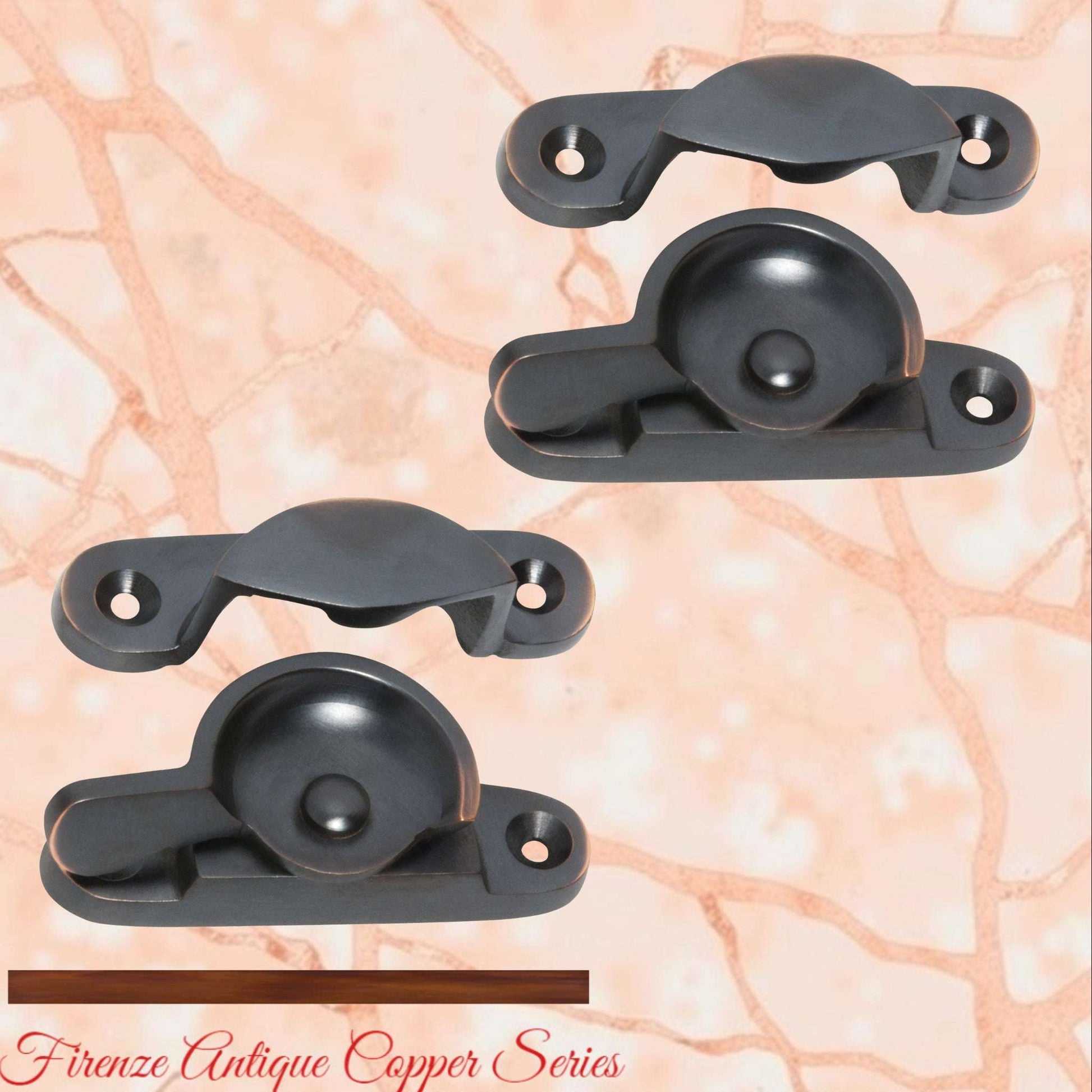 Firenze Antiqued Copper Traditional Sash Window Fastener 65 x 21x 25mm