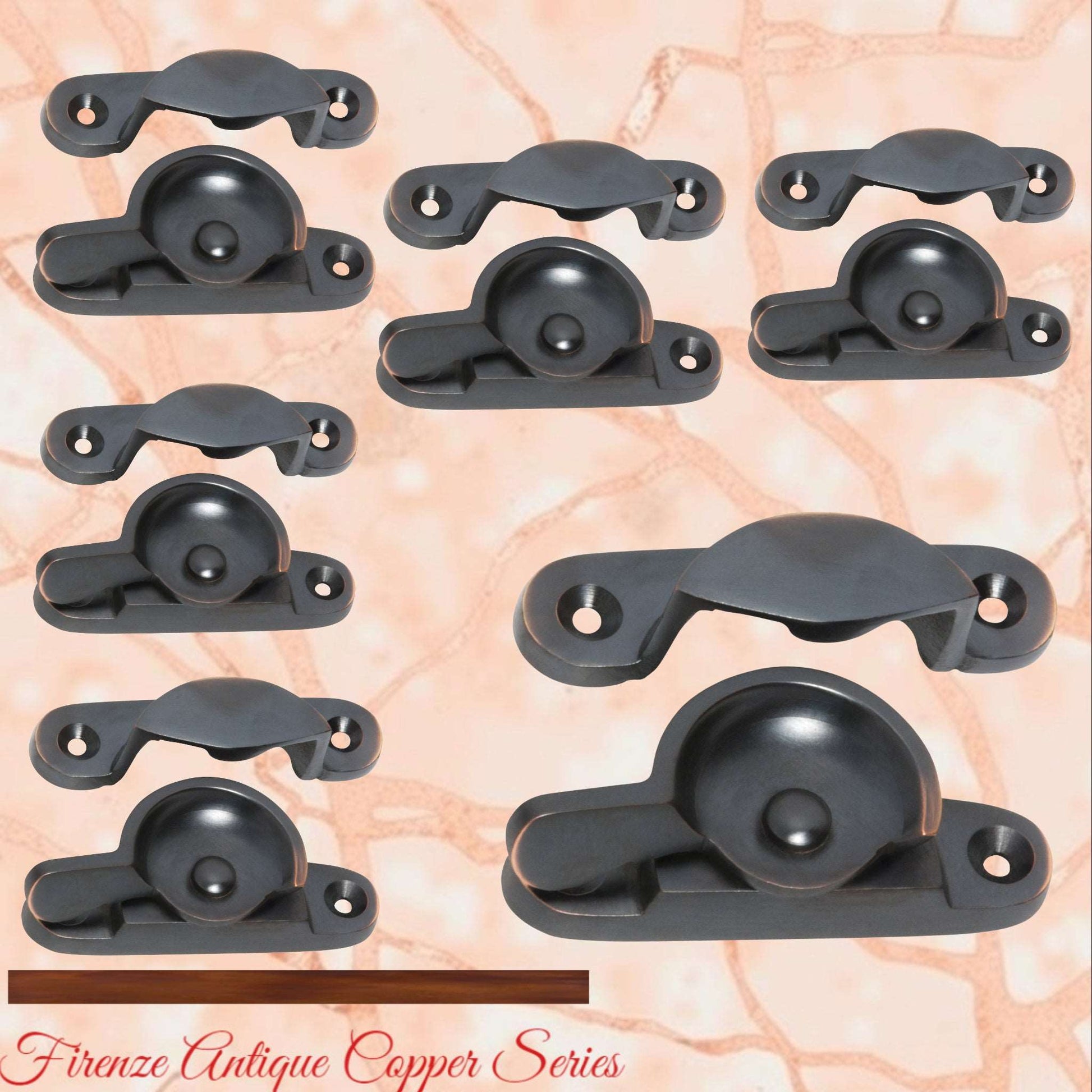 Firenze Antiqued Copper Traditional Sash Window Fastener 65 x 21x 25mm