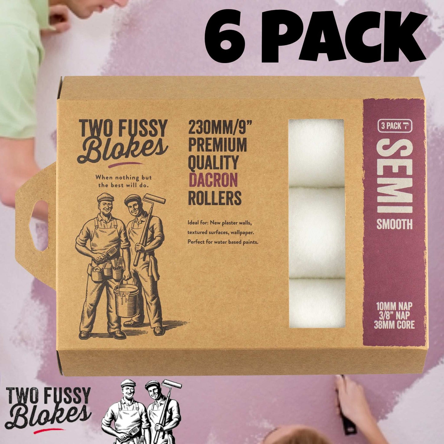 230mm Dacron Paint Roller Sleeve 3 Pack 10mm Nap From Two Fussy Blokes