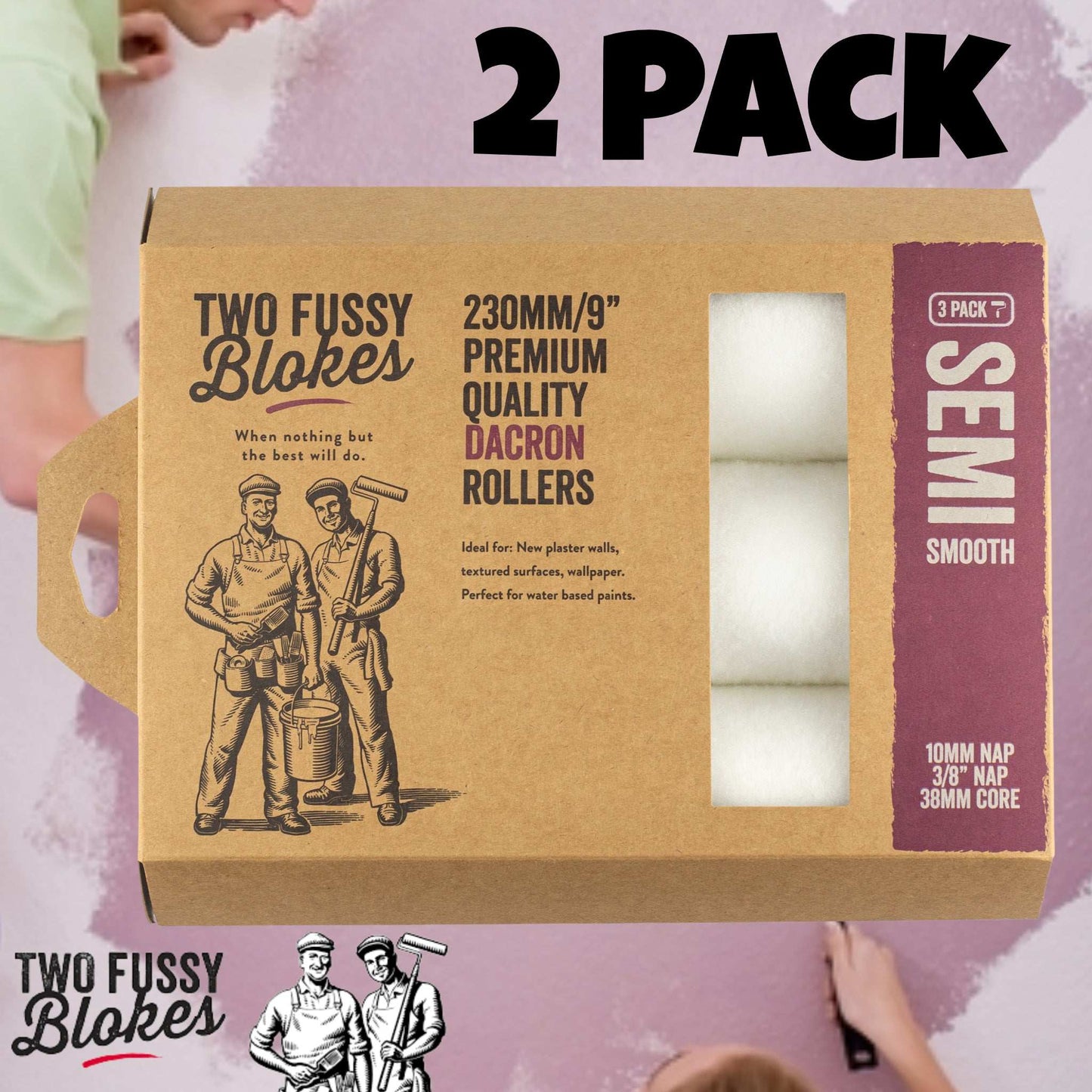 230mm Dacron Paint Roller Sleeve 3 Pack 10mm Nap From Two Fussy Blokes