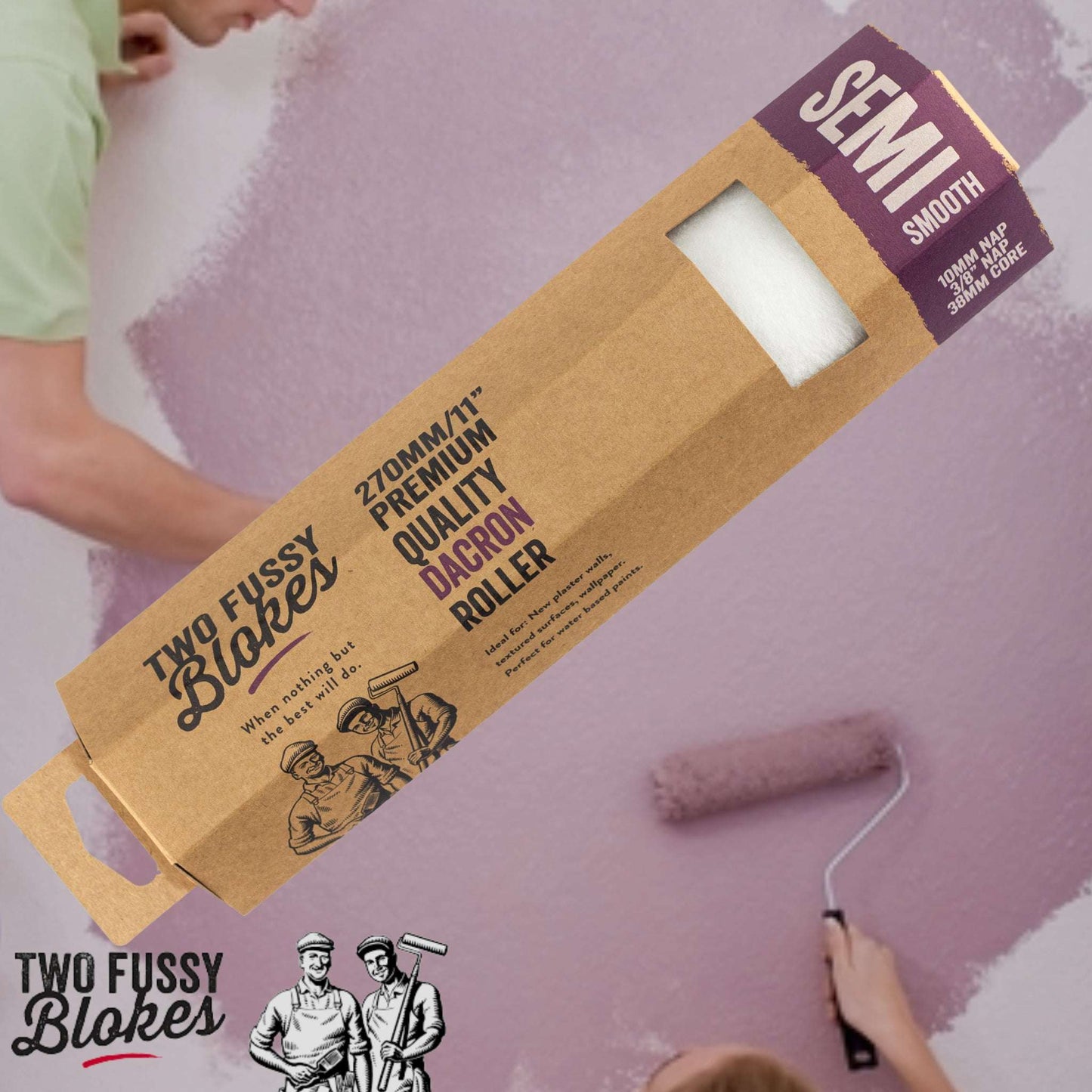 270mm Dacron Paint Roller Sleeve semi-smooth 10mm Nap From Two Fussy Blokes