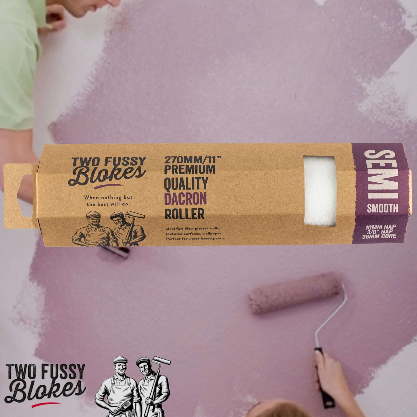 270mm Dacron Paint Roller Sleeve semi-smooth 10mm Nap From Two Fussy Blokes