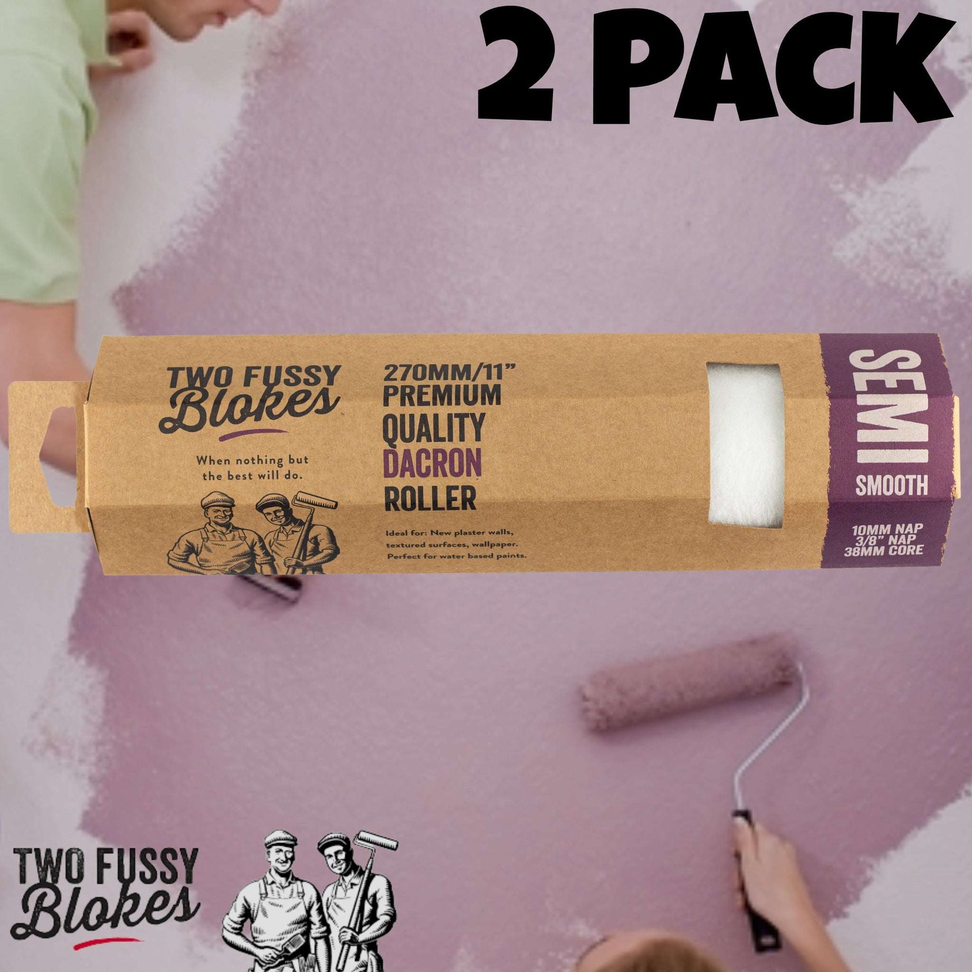 270mm Dacron Paint Roller Sleeve semi-smooth 10mm Nap From Two Fussy Blokes