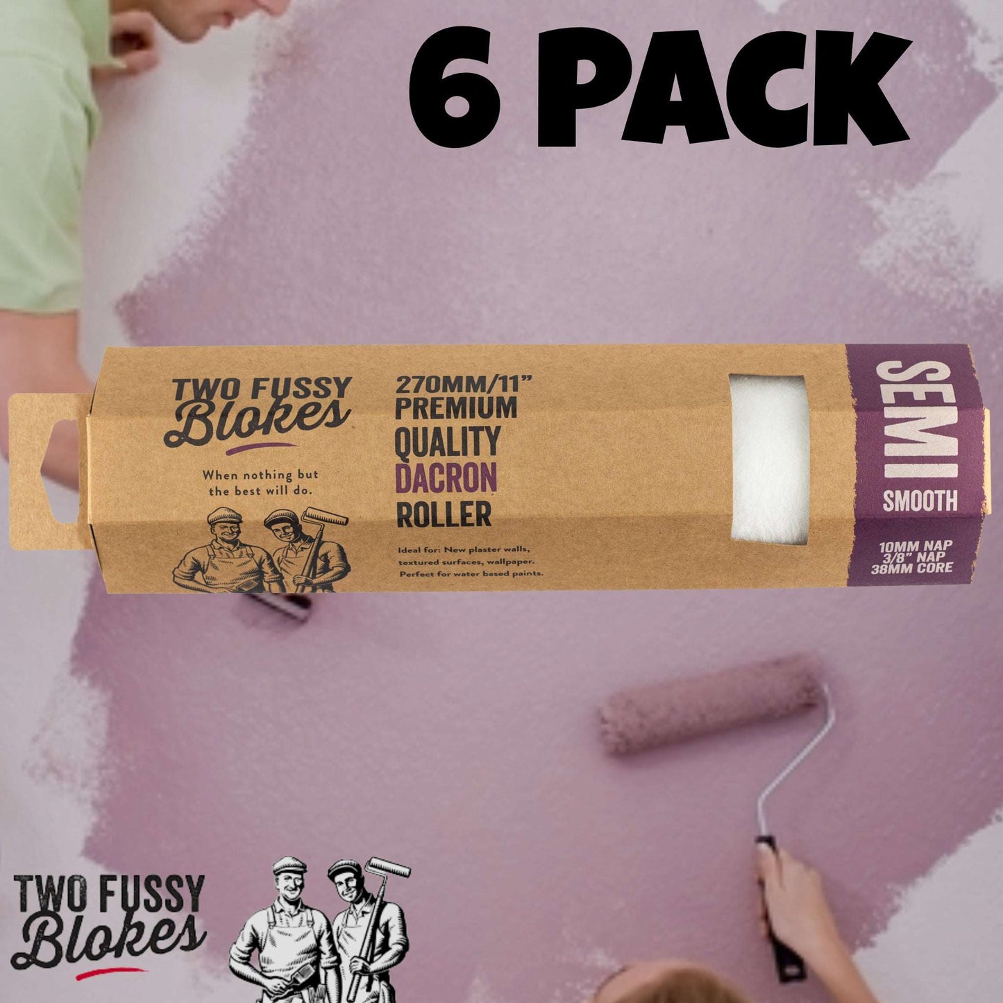 270mm Dacron Paint Roller Sleeve semi-smooth 10mm Nap From Two Fussy Blokes