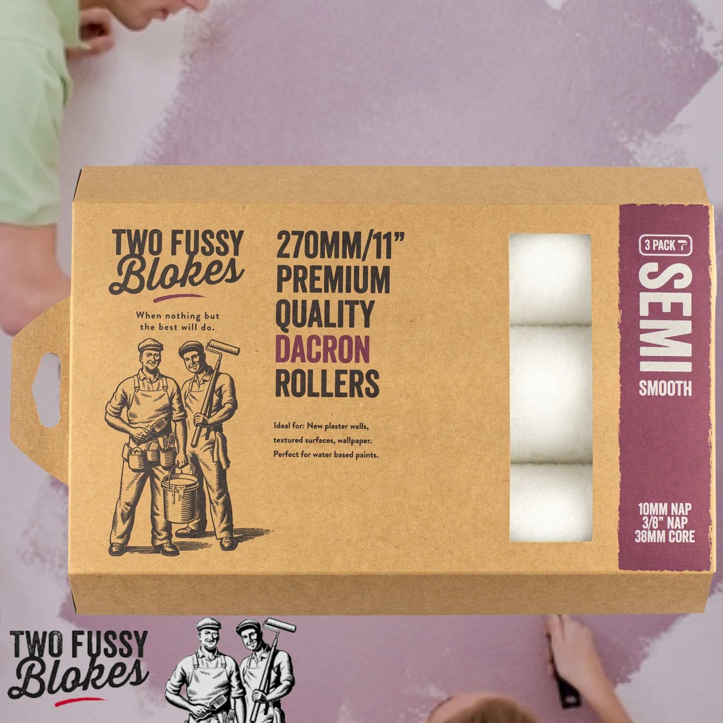 270mm Dacron Paint Roller Sleeve 3 Pack 10mm Nap From Two Fussy Blokes