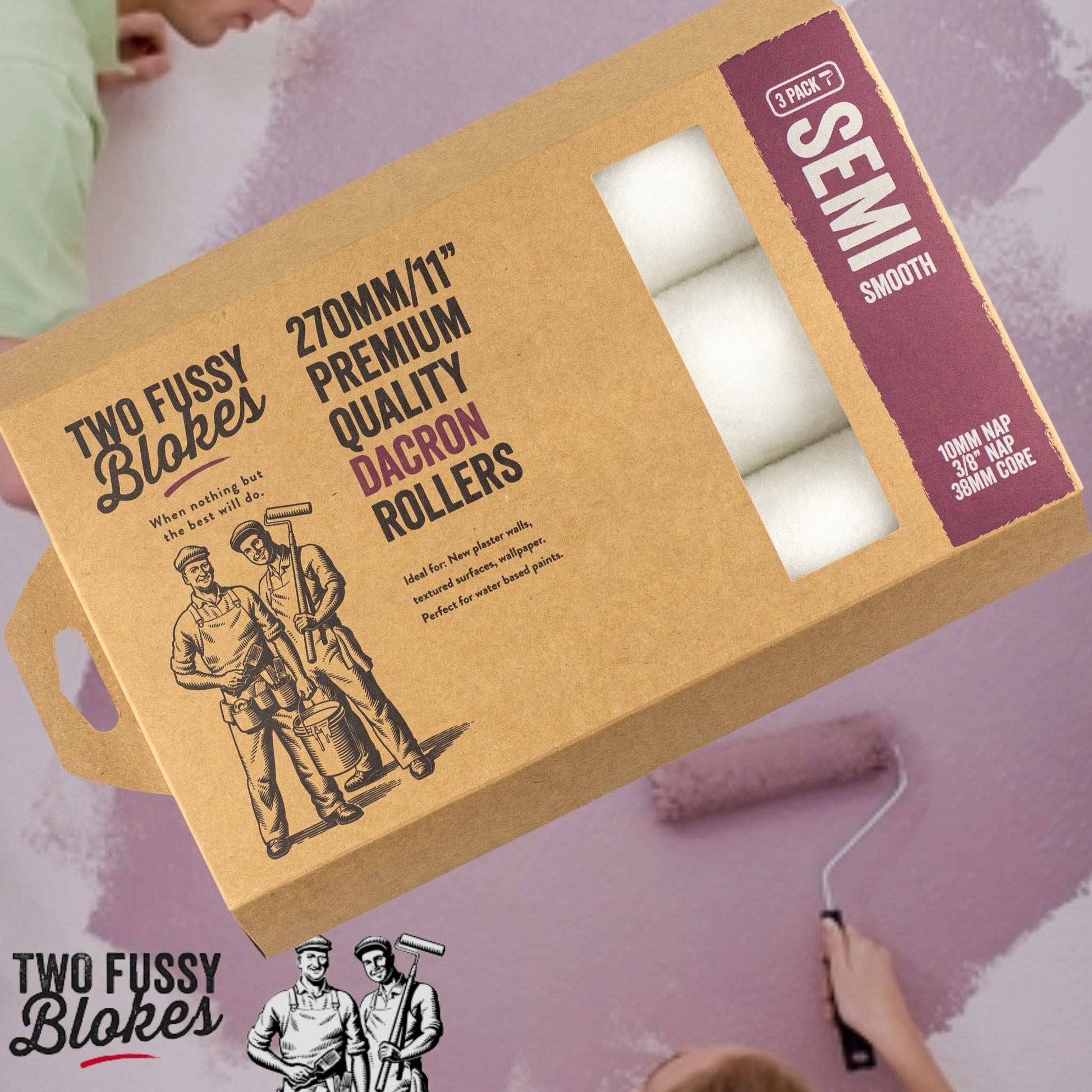 270mm Dacron Paint Roller Sleeve 3 Pack 10mm Nap From Two Fussy Blokes