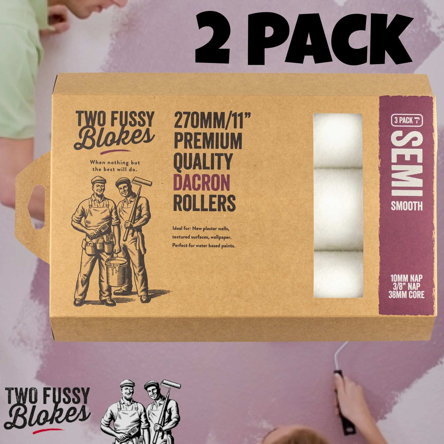 270mm Dacron Paint Roller Sleeve 3 Pack 10mm Nap From Two Fussy Blokes