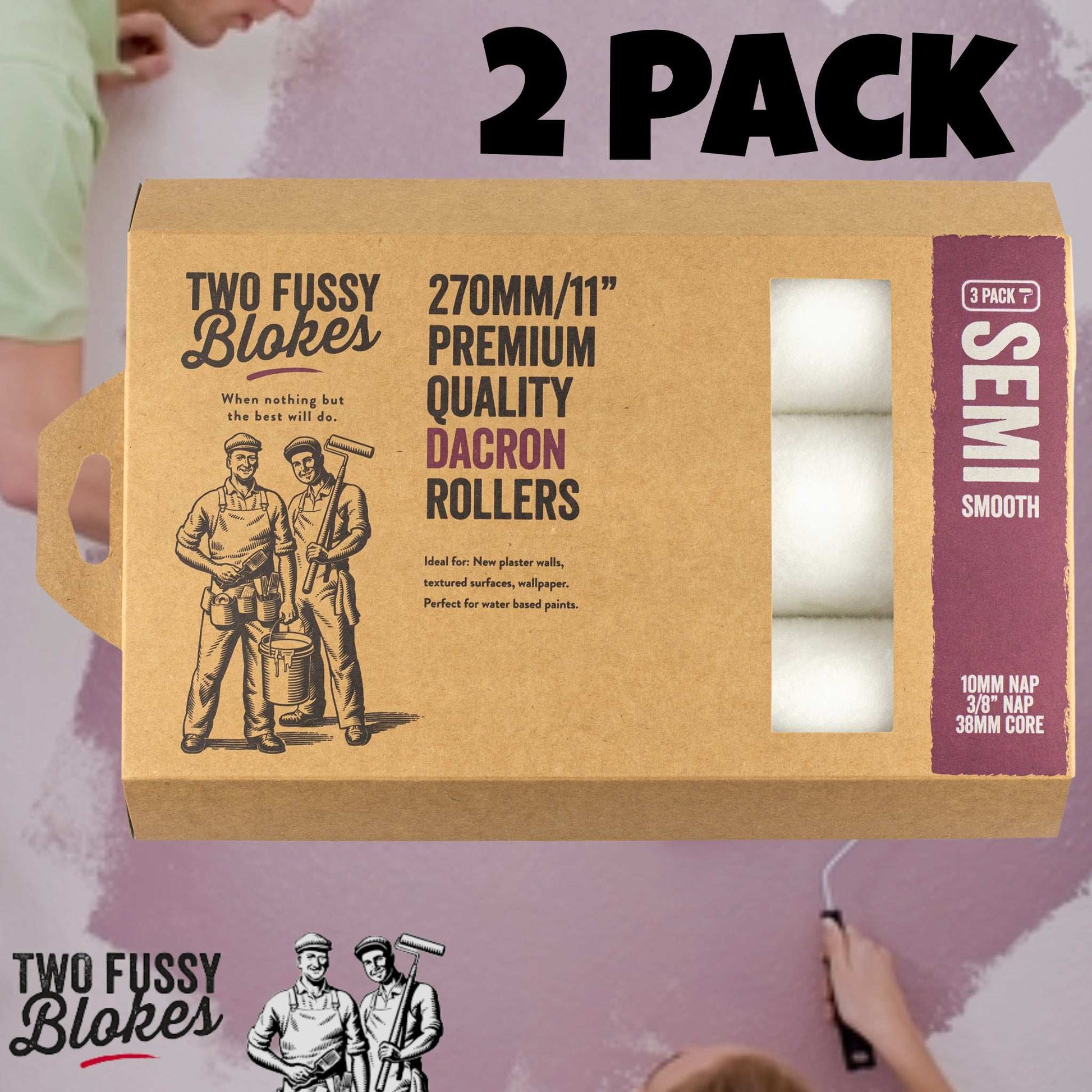 270mm Dacron Paint Roller Sleeve 3 Pack 10mm Nap From Two Fussy Blokes