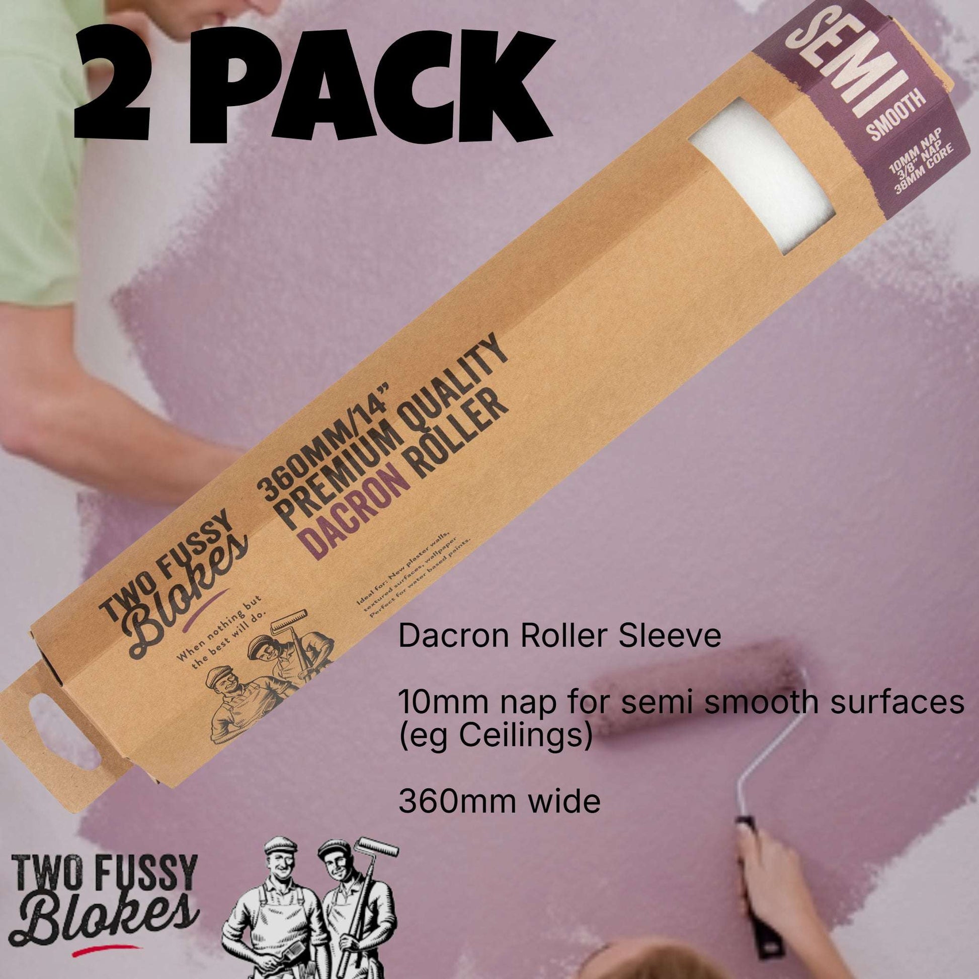 360mm Dacron Paint Roller Sleeve semi-smooth 10mm Nap From Two Fussy Blokes (Copy)