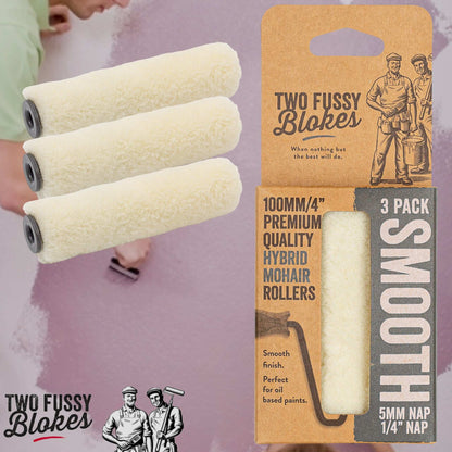 100mm Mini-Roller Mohair Paint Roller Sleeve -5mm Nap (3 Pack) From Two Fussy Blokes