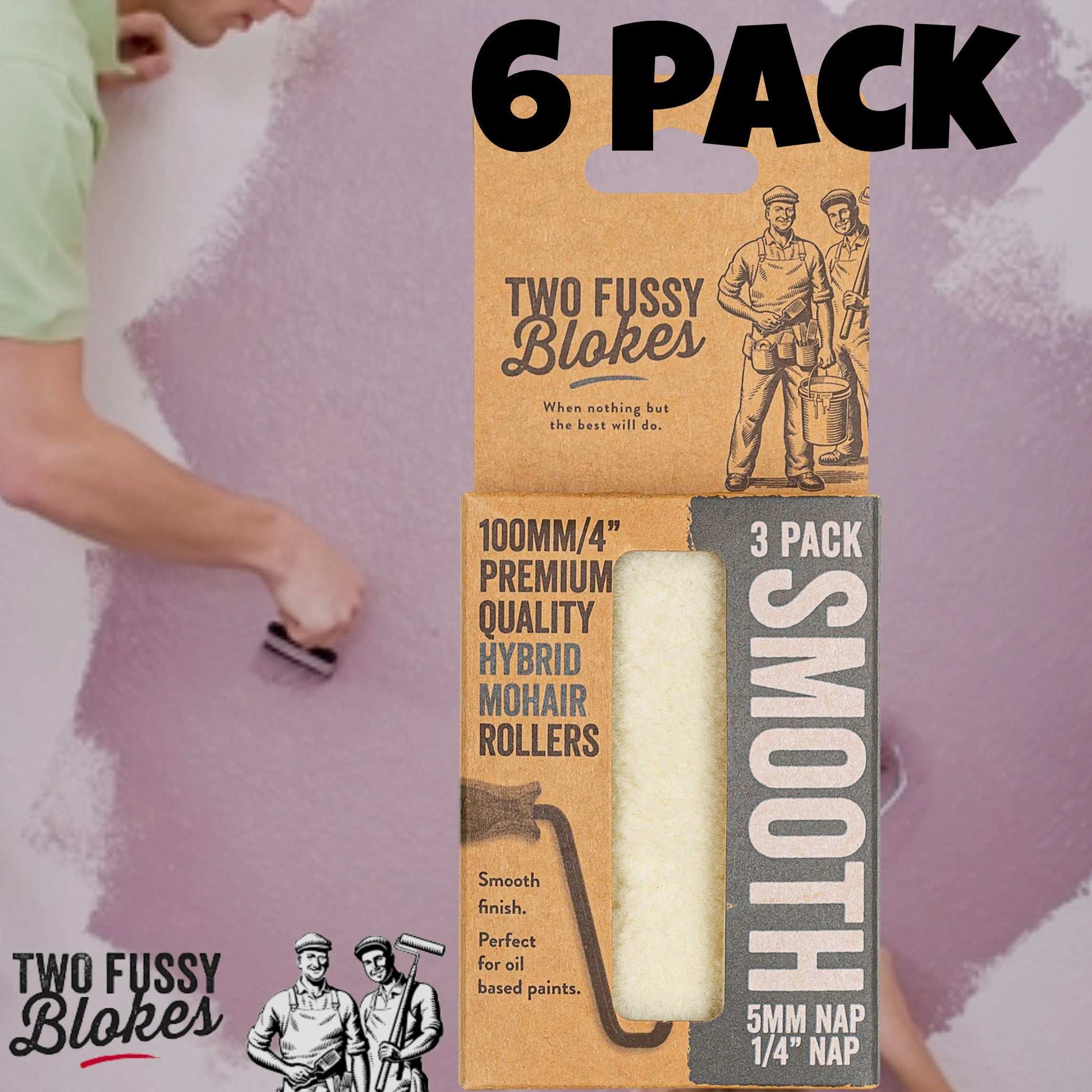 100mm Mini-Roller Mohair Paint Roller Sleeve -5mm Nap (3 Pack) From Two Fussy Blokes