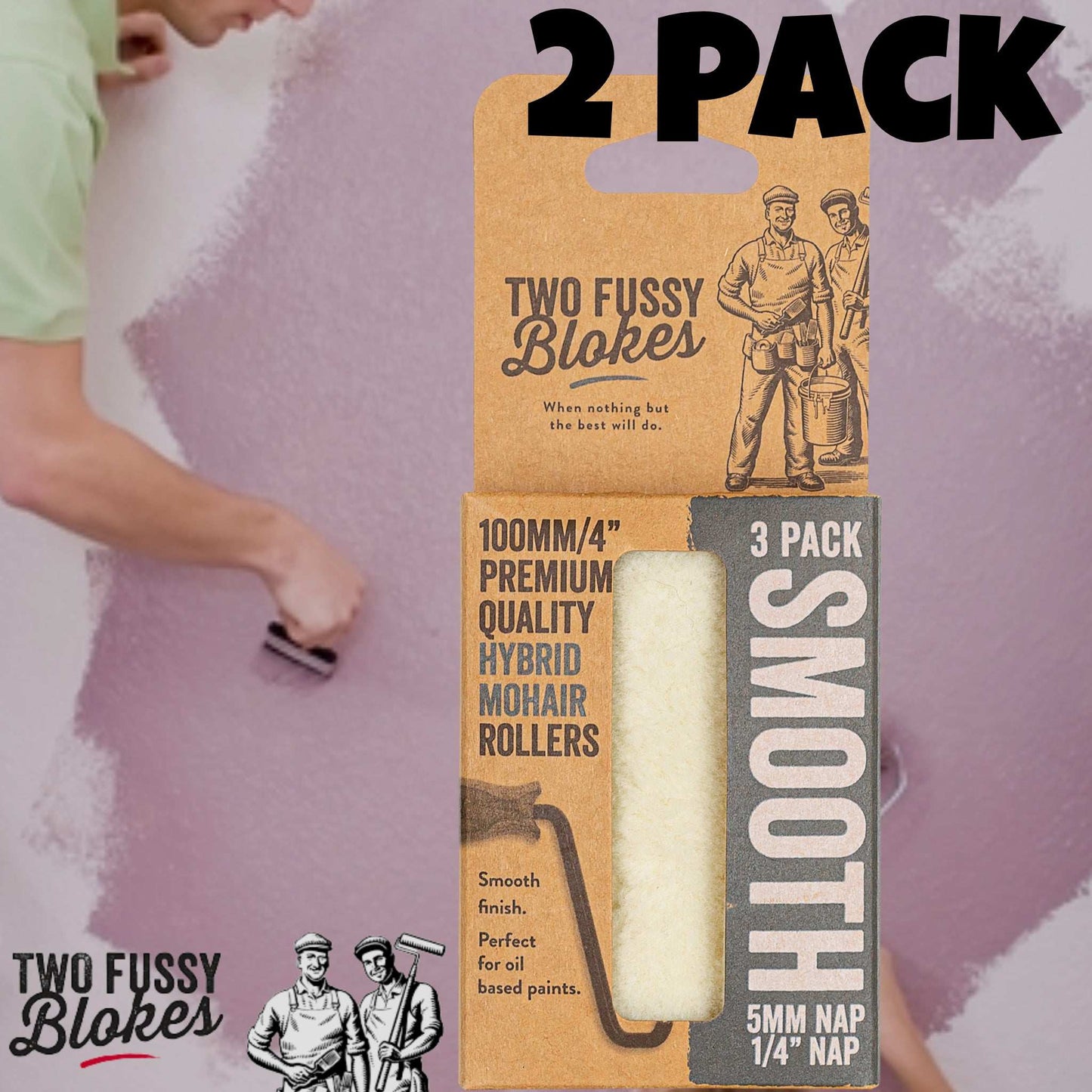 100mm Mini-Roller Mohair Paint Roller Sleeve -5mm Nap (3 Pack) From Two Fussy Blokes