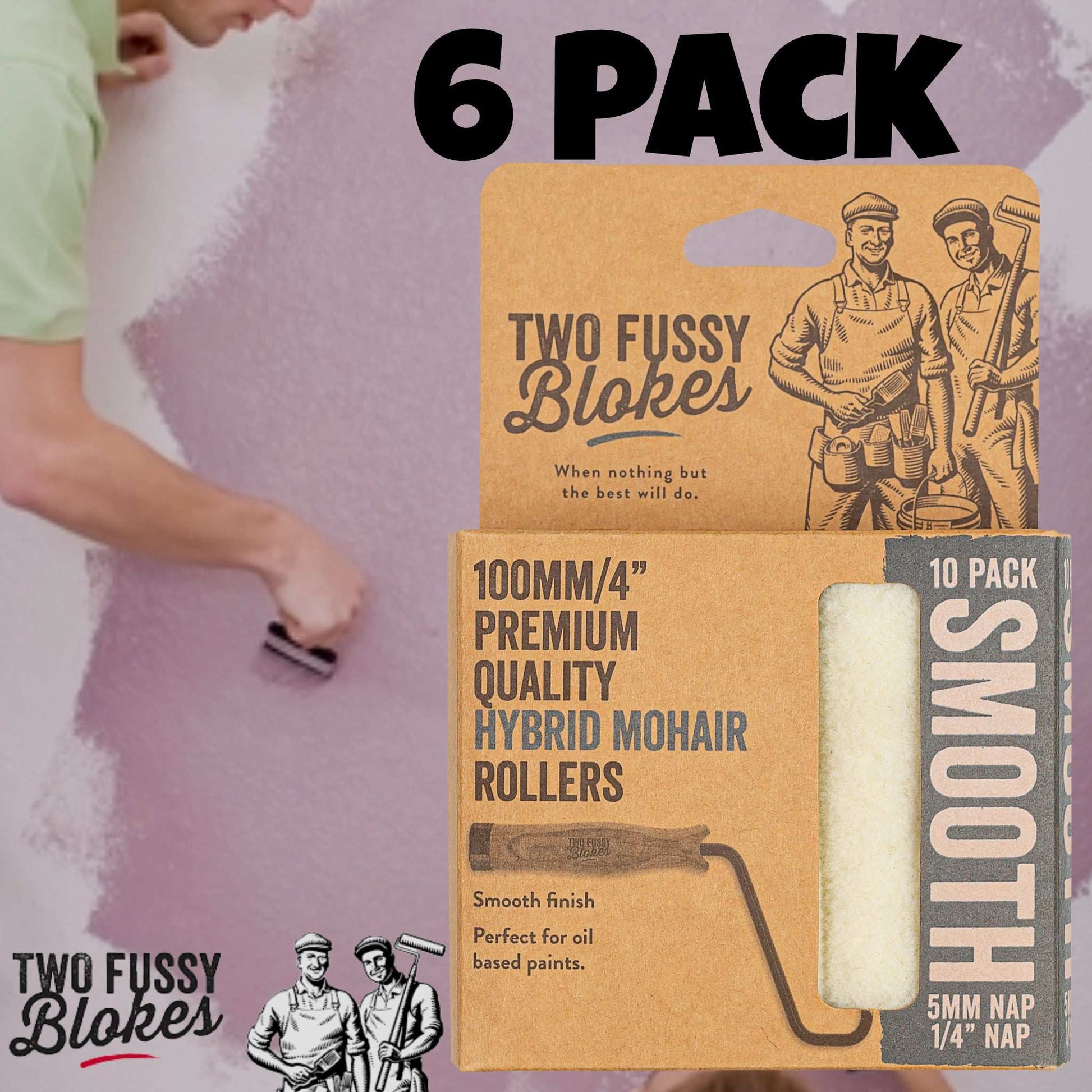 100mm Mini-Roller Mohair Paint Roller Sleeve -5mm Nap (10 Pack) From Two Fussy Blokes