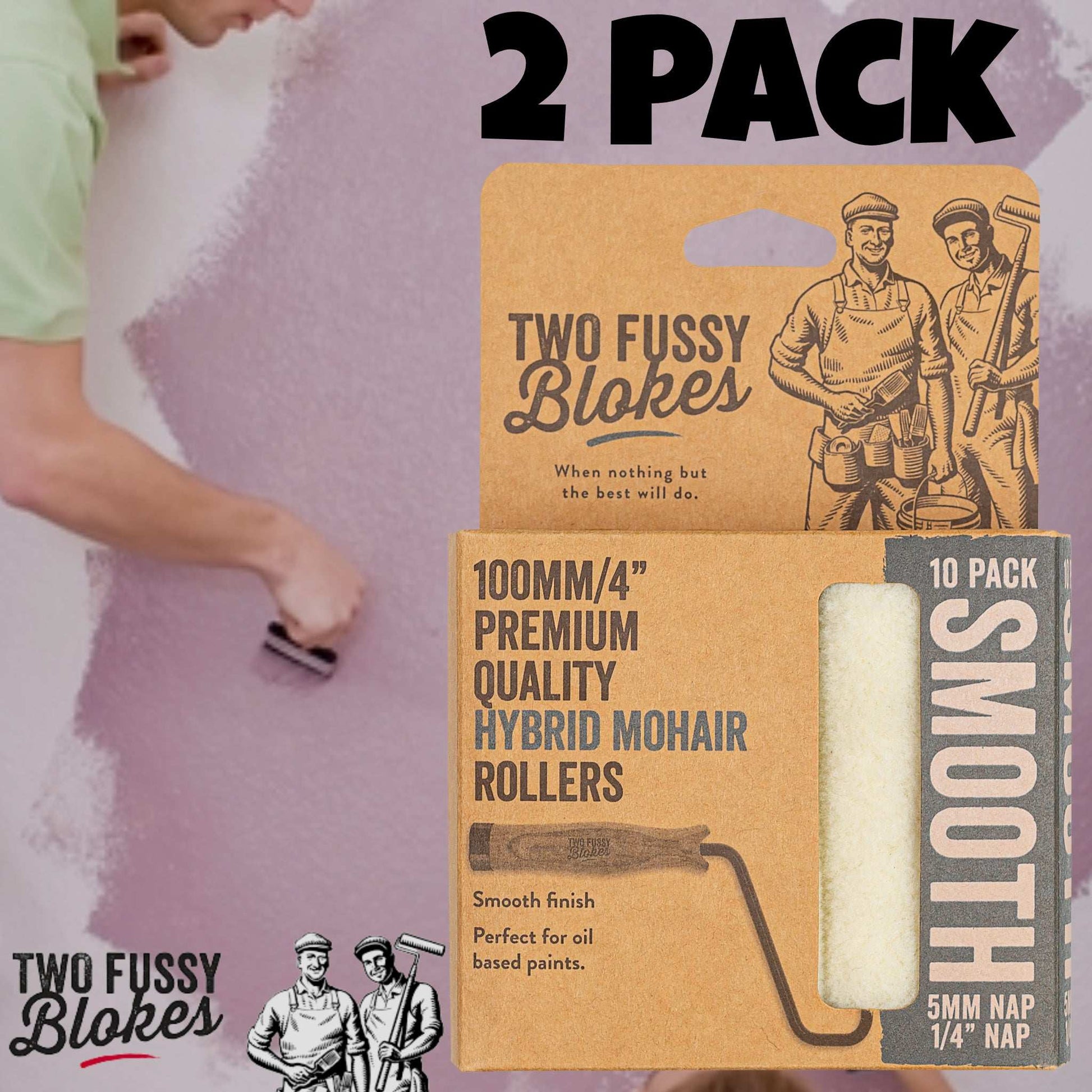 100mm Mini-Roller Mohair Paint Roller Sleeve -5mm Nap (10 Pack) From Two Fussy Blokes