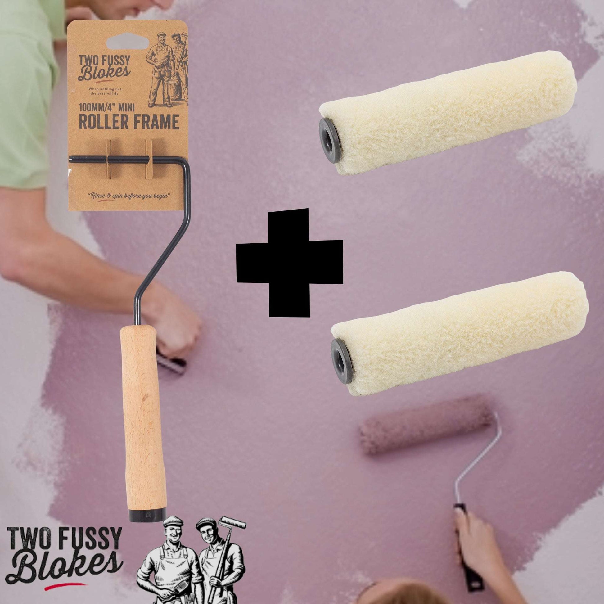 100mm Mini-Roller Mohair 2x Sleeves  & Handle  From Two Fussy Blokes