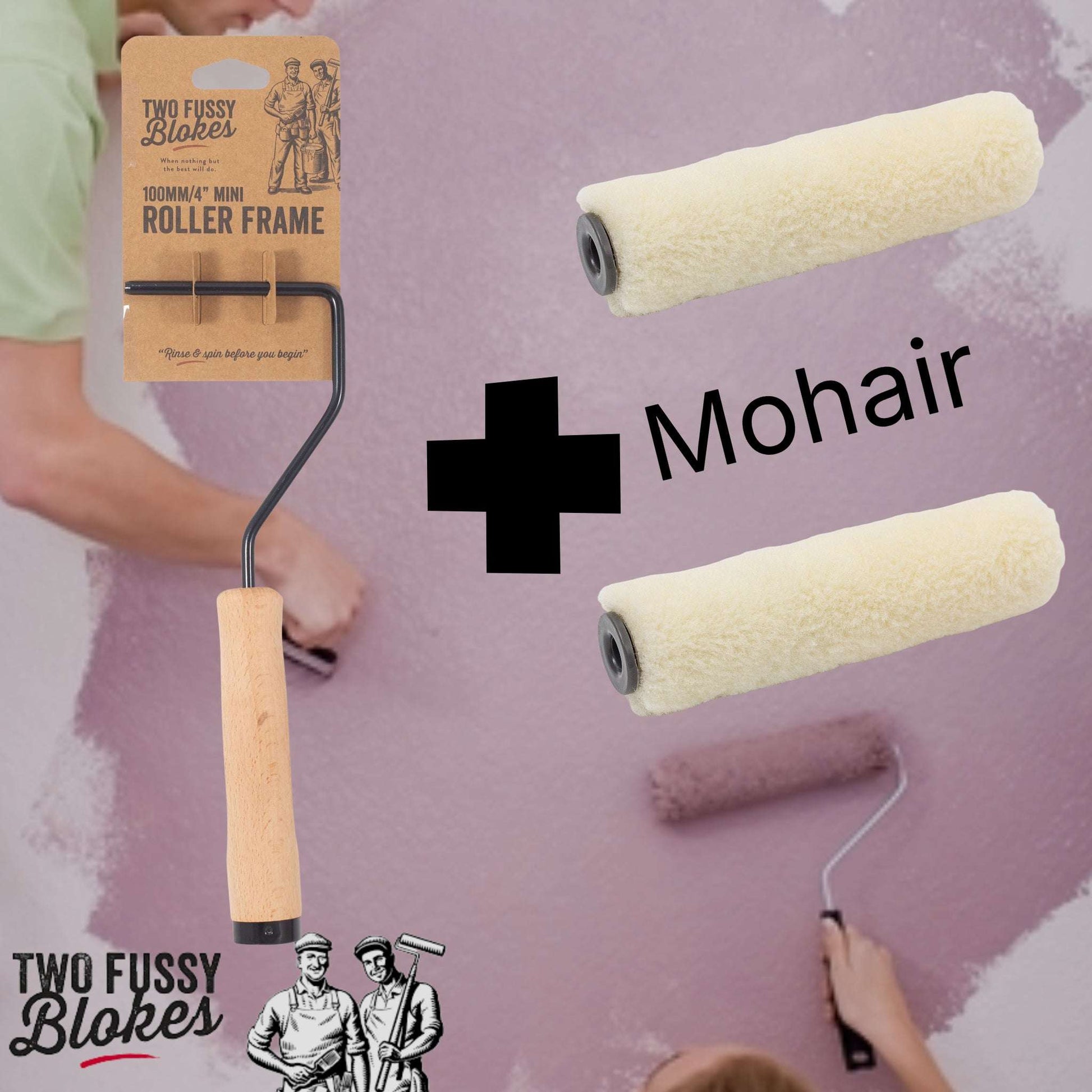 100mm Mini-Roller Mohair 2x Sleeves  & Handle  From Two Fussy Blokes