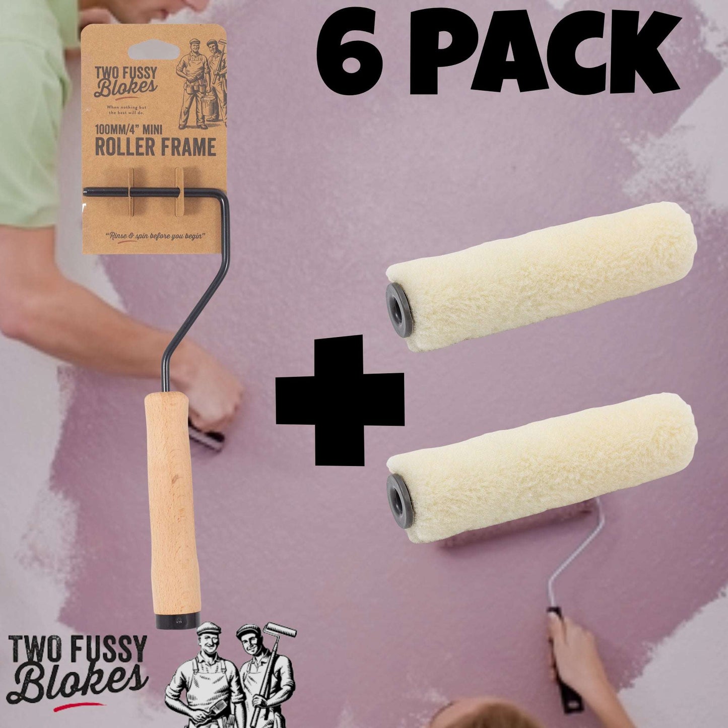 100mm Mini-Roller Mohair 2x Sleeves  & Handle  From Two Fussy Blokes