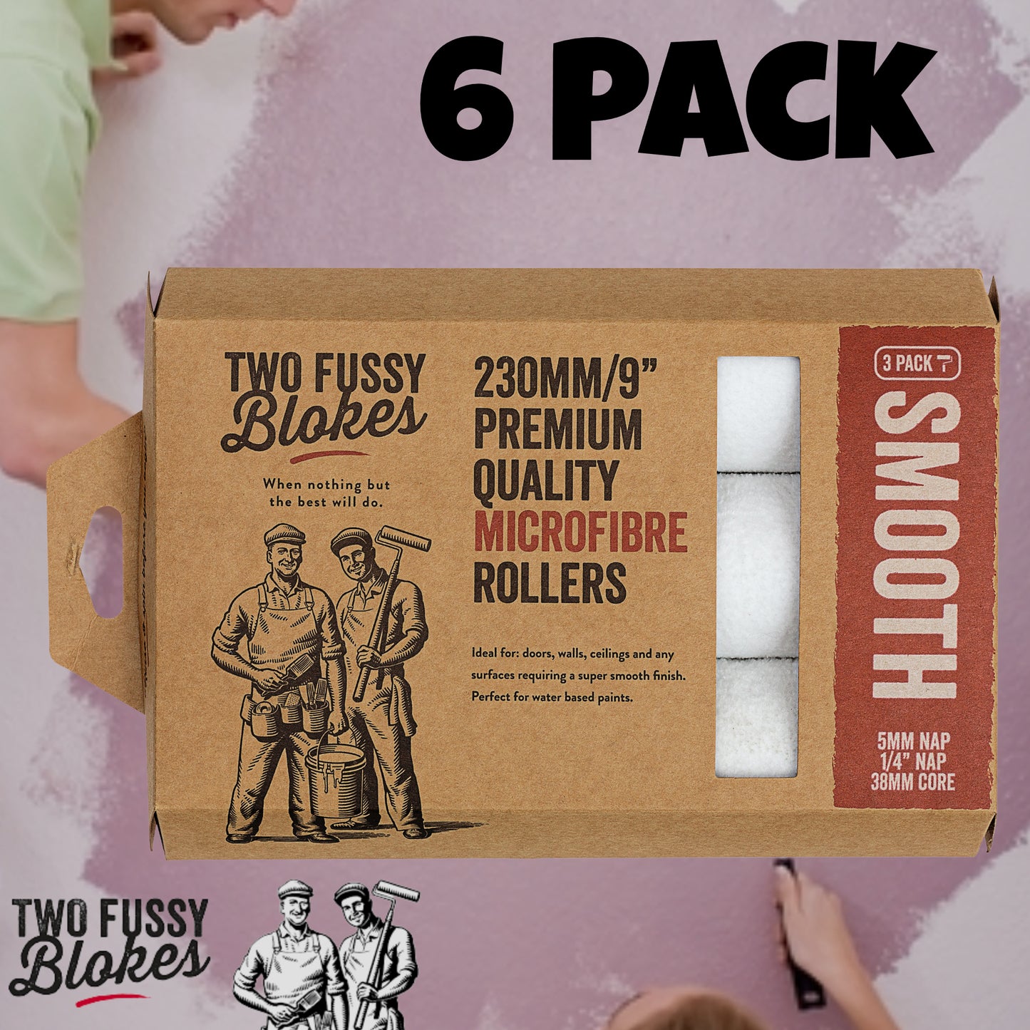 230mm Microfibre Paint Roller Sleeve -Smooth 5mm Nap(3 PACK)  From Two Fussy Blokes