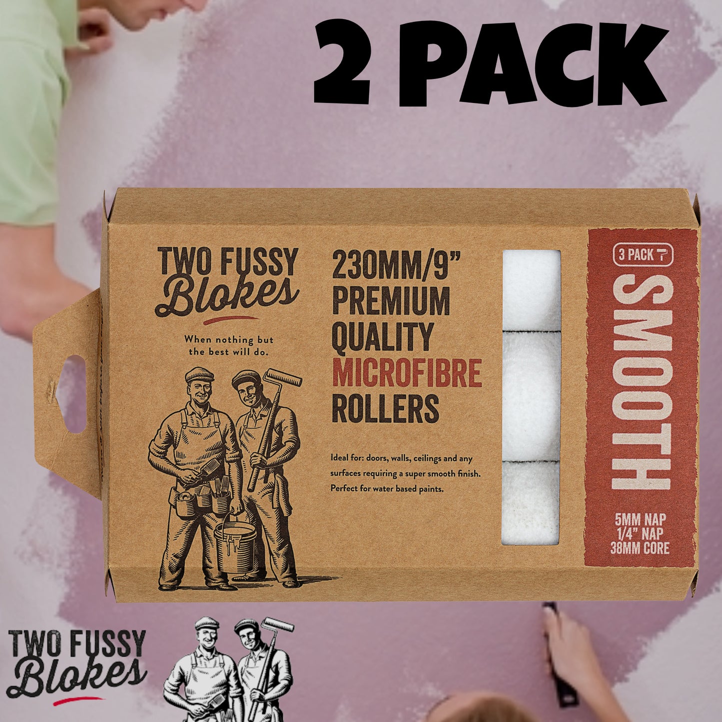 230mm Microfibre Paint Roller Sleeve -Smooth 5mm Nap(3 PACK)  From Two Fussy Blokes