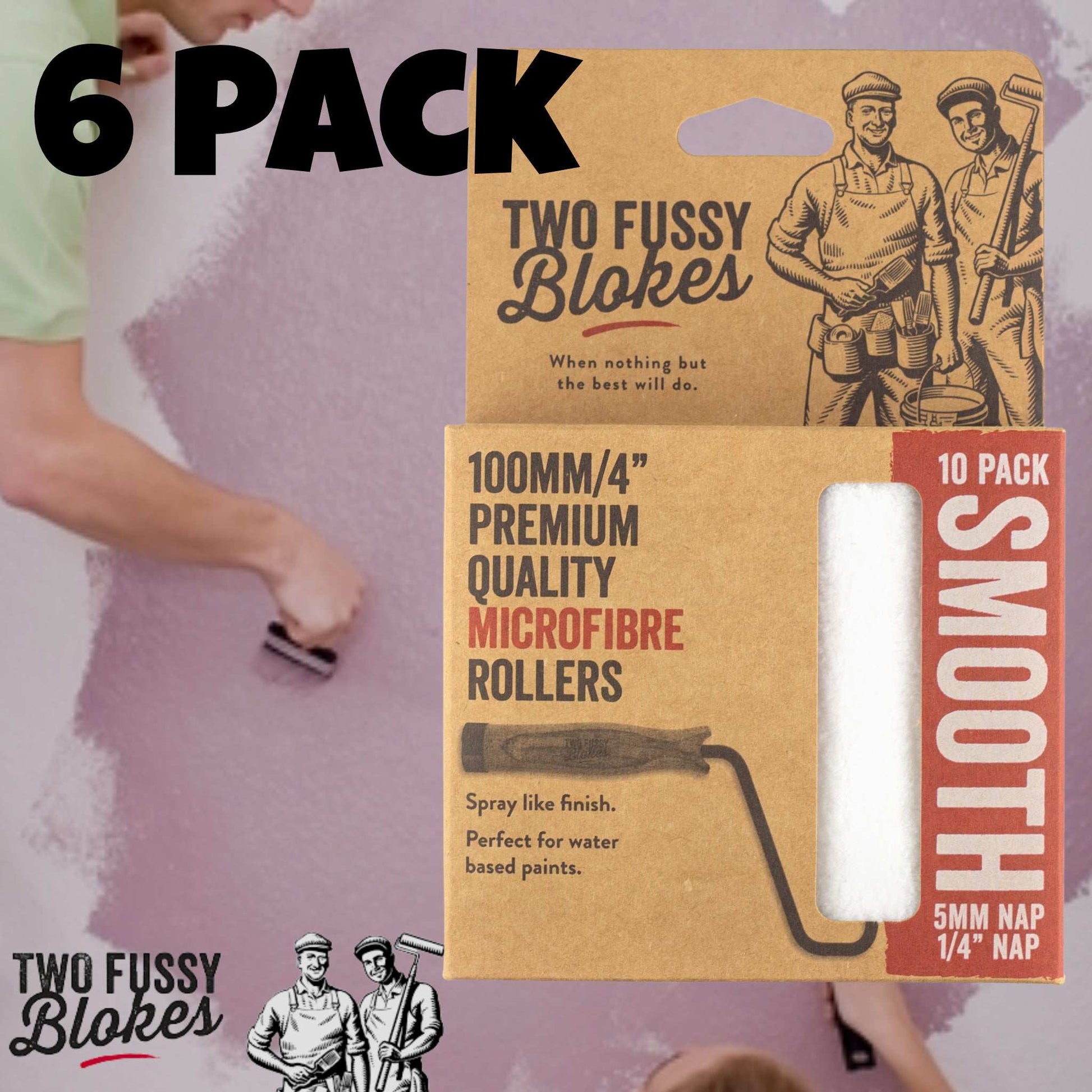 100mm Microfibre Paint Mini-Roller Sleeve 10 Pack -Smooth 5mm Nap From Two Fussy Blokes