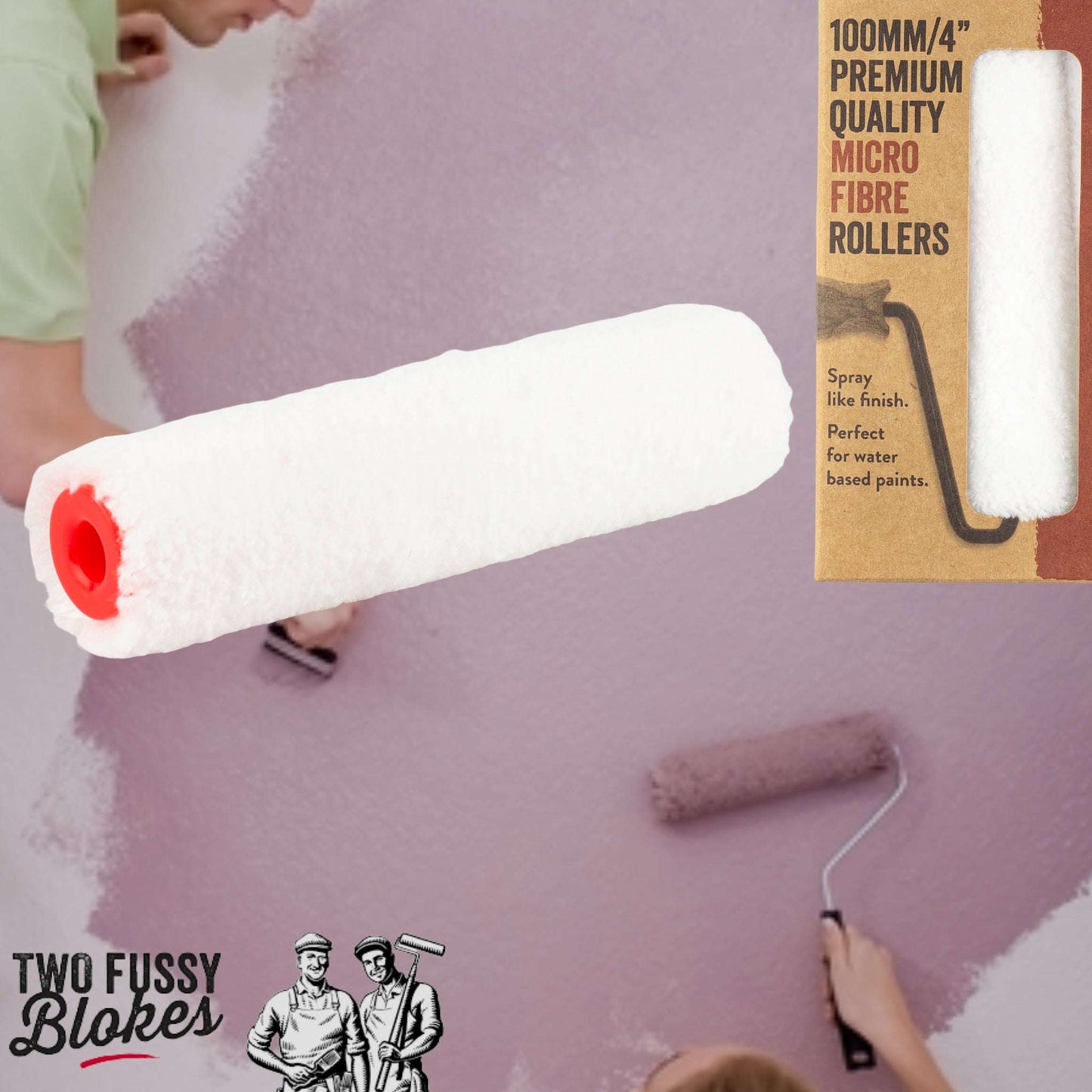 100mm Microfibre Paint Mini-Roller Sleeve EACH-Smooth 5mm Nap From Two Fussy Blokes