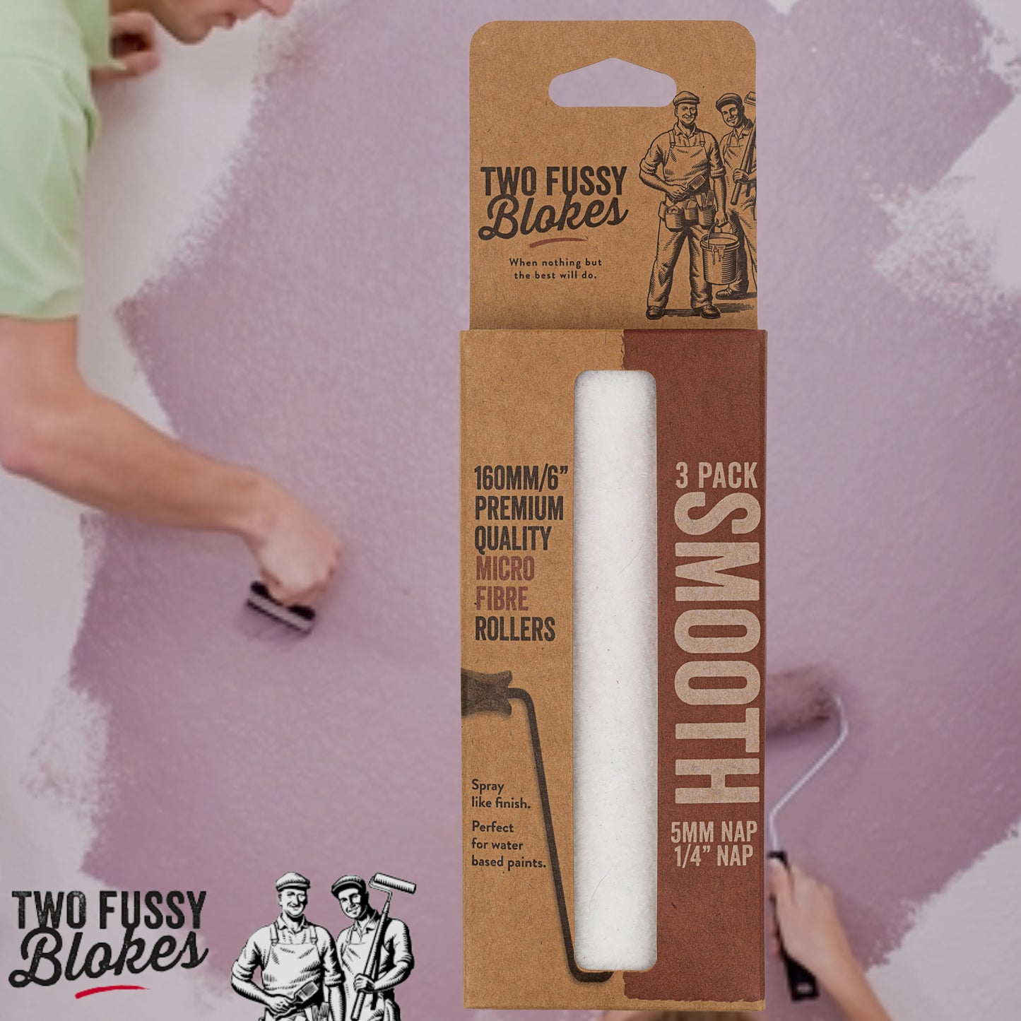 160mm Microfibre Paint Mini-Roller Sleeve 3 Pack -Smooth 5mm Nap From Two Fussy Blokes