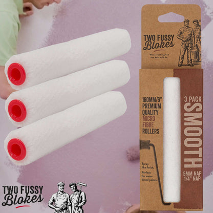 160mm Microfibre Paint Mini-Roller Sleeve 3 Pack -Smooth 5mm Nap From Two Fussy Blokes