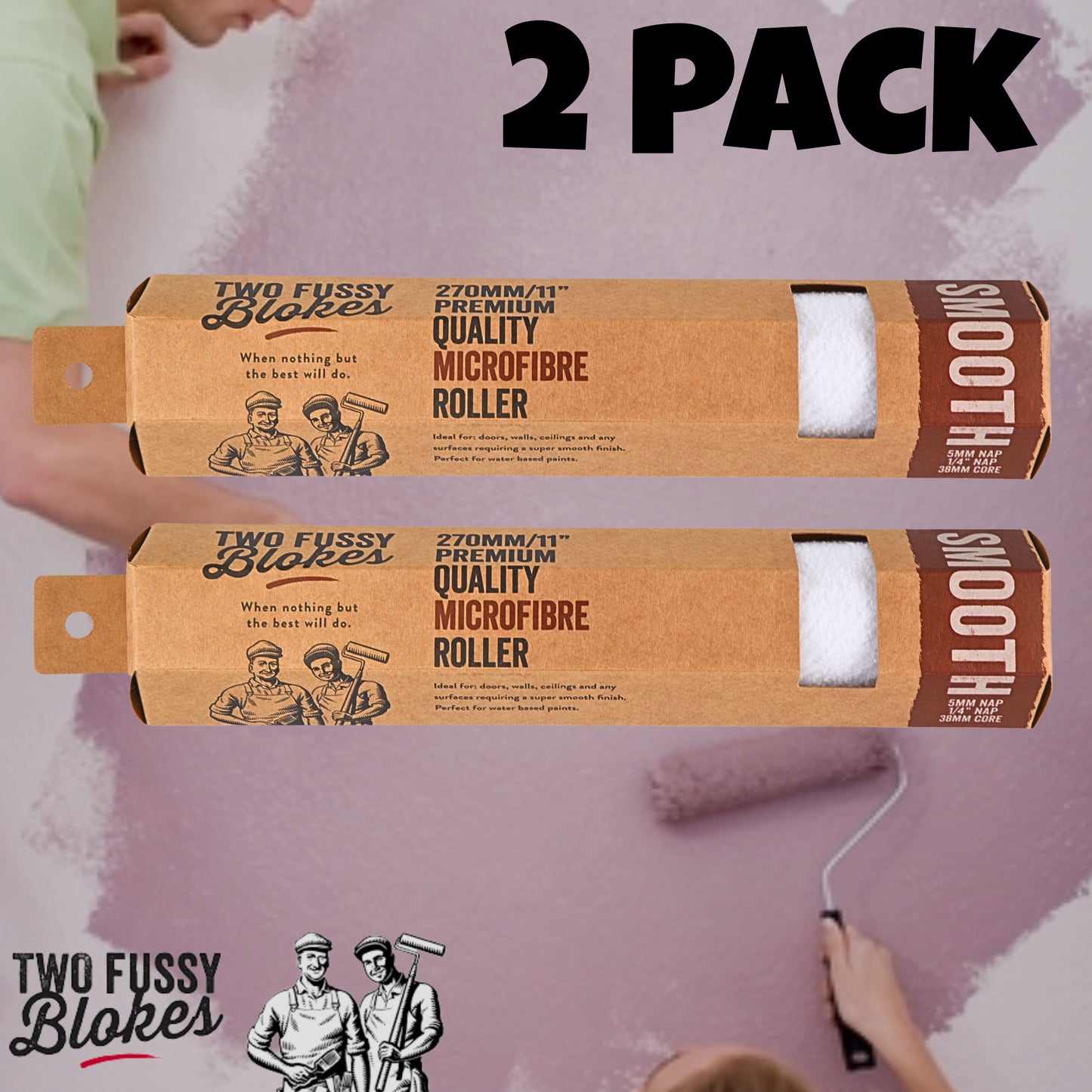 270mm Microfibre Paint Roller Sleeve -Smooth 5mm Nap From Two Fussy Blokes